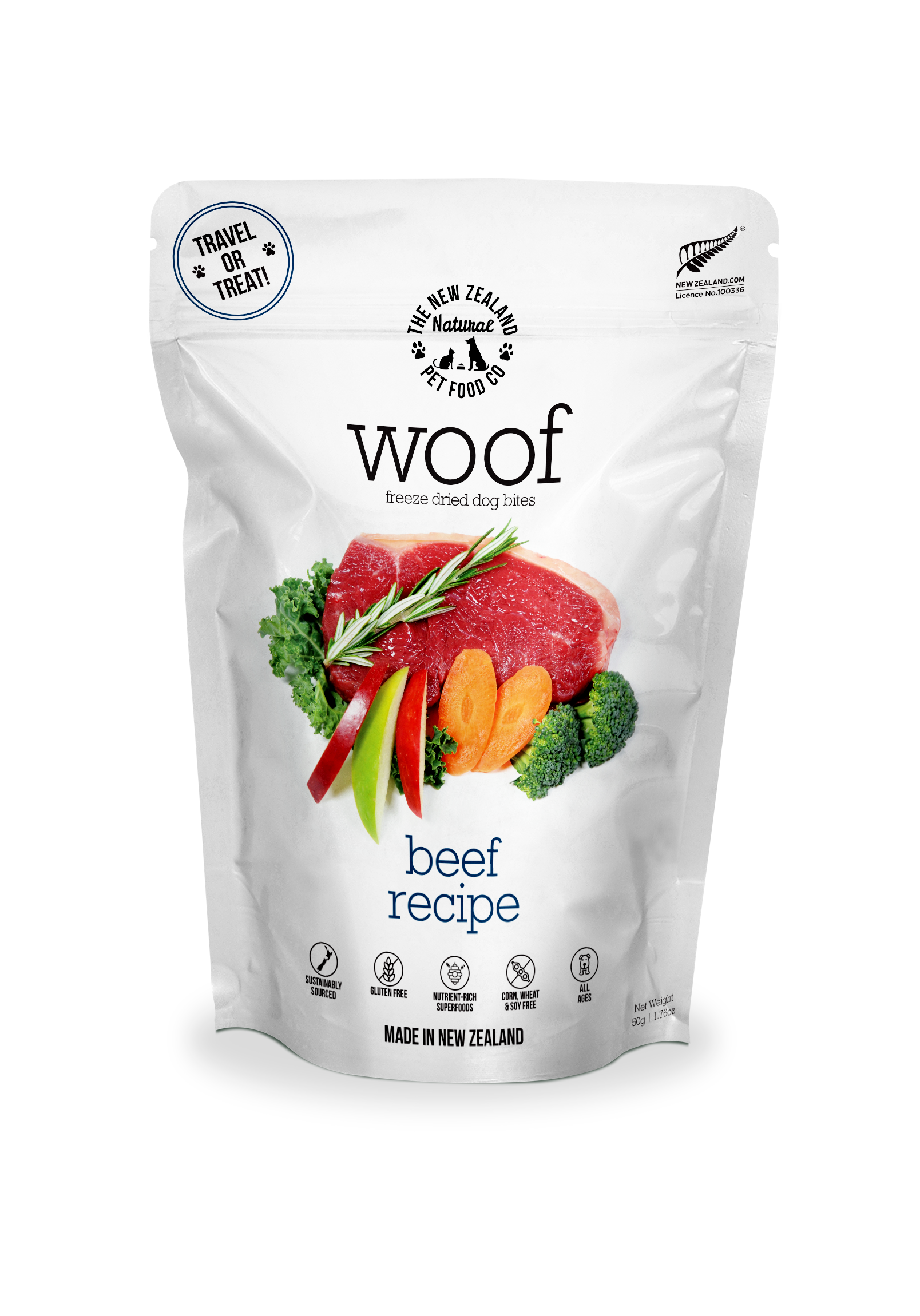 New Zealand Naturals Woof Freeze Dried Dog Treat Beef 50g