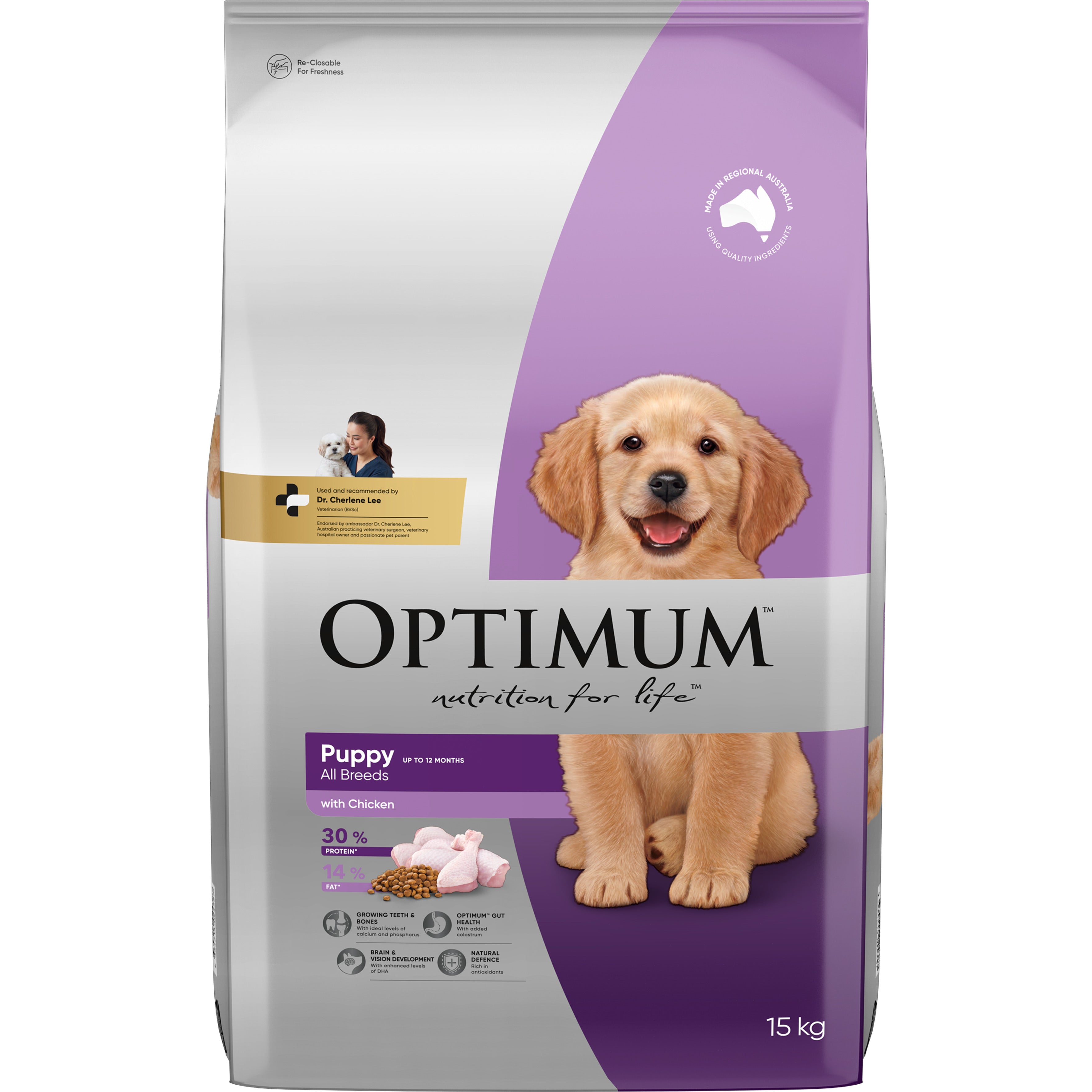 Optimum Chicken Medium Breed Puppy Dry Dog Food 15kg