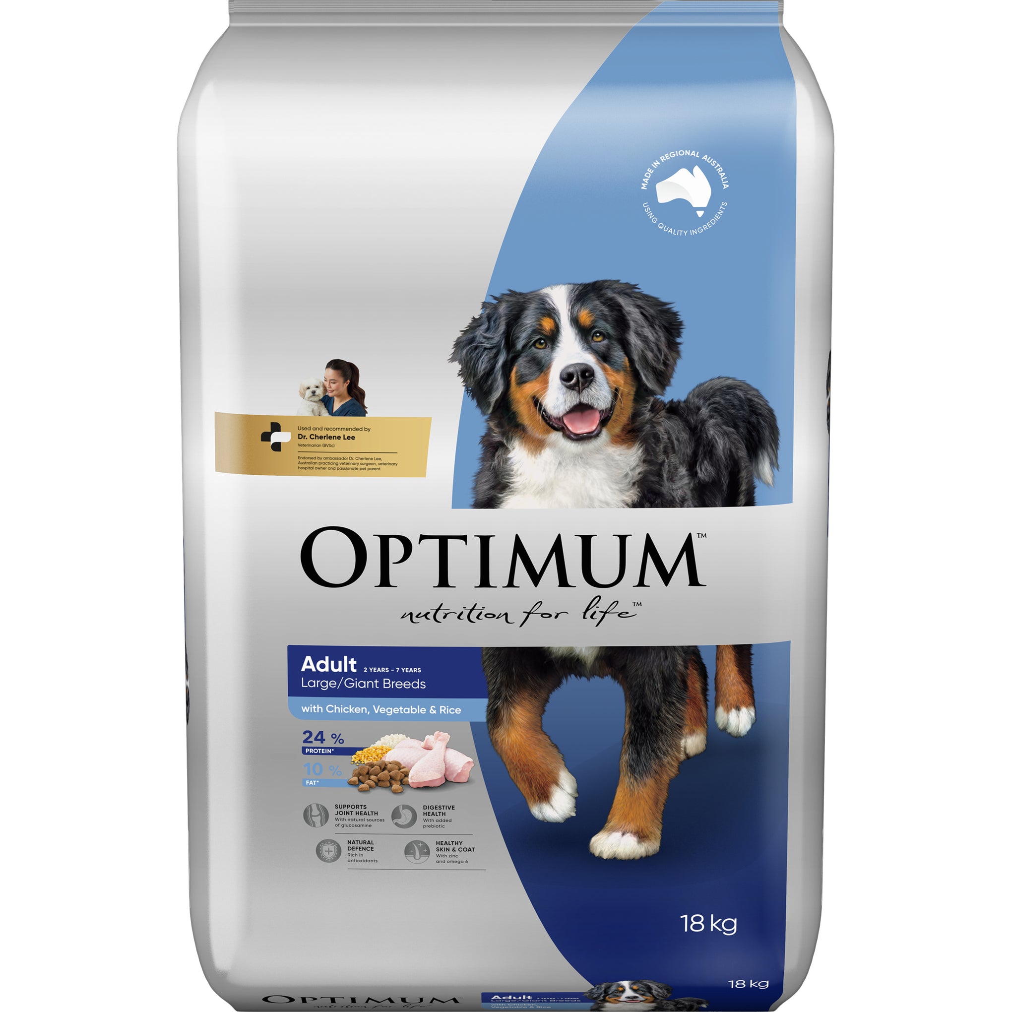 Optimum Chicken Vegetables And Rice Large Breed Adult Dry Dog Food 18kg