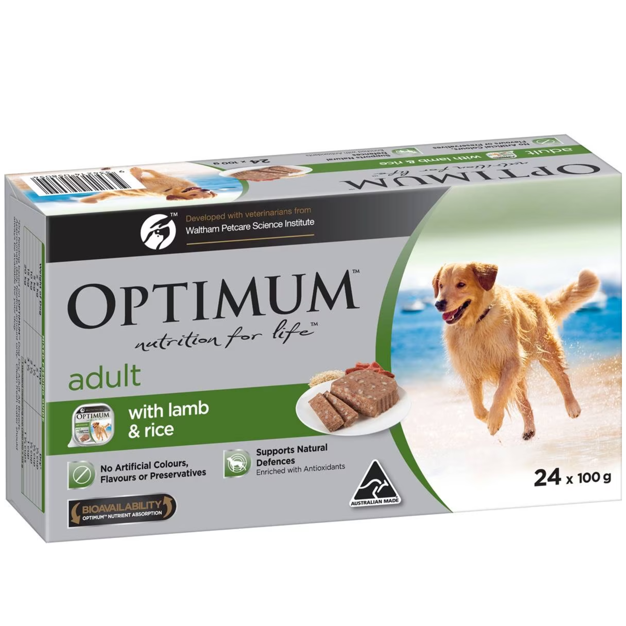 Optimum With Lamb And Rice Adult Wet Dog Food 100g x 24