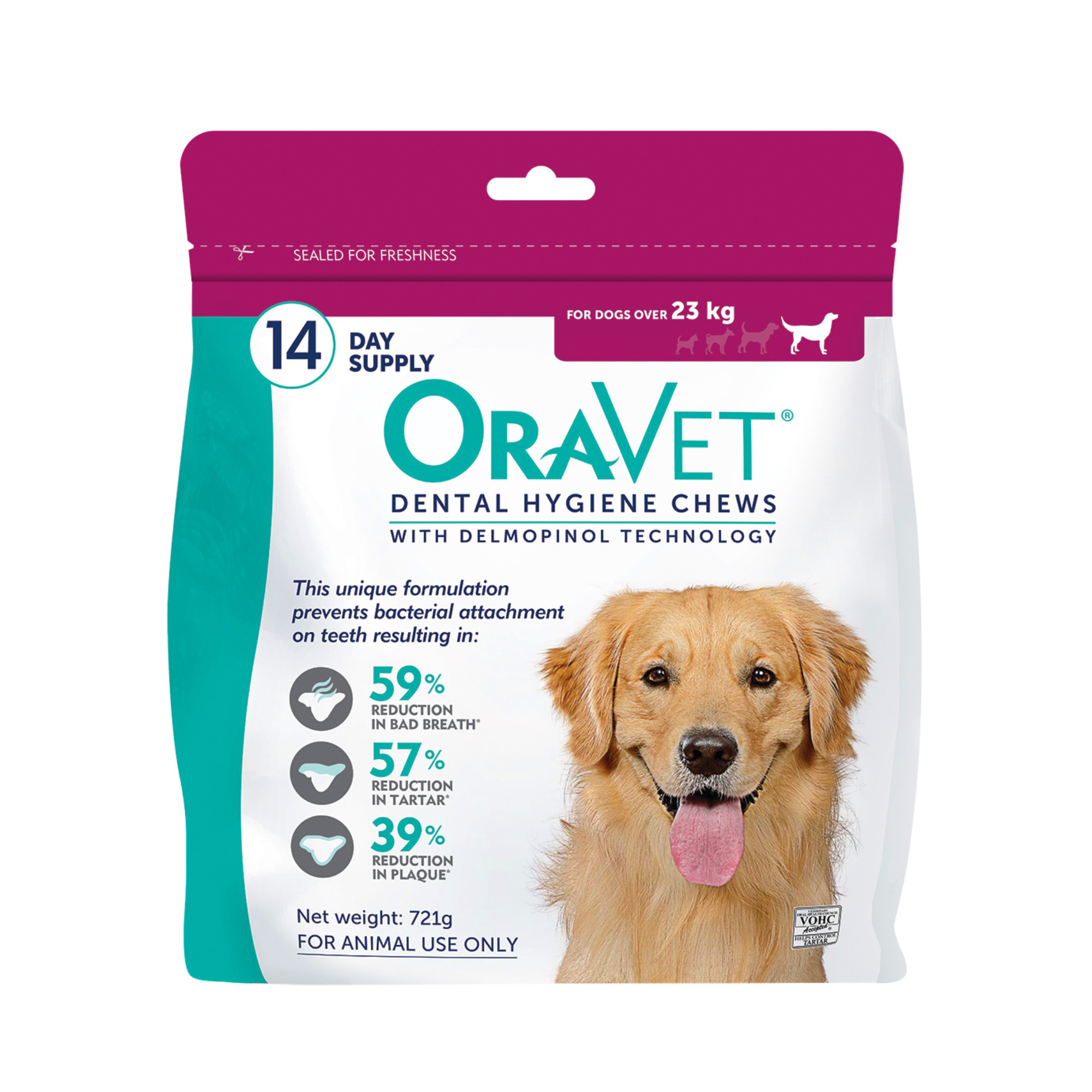 Oravet Plaque & Tartar Control Chews for Large Dogs over 23kg 14 Pack