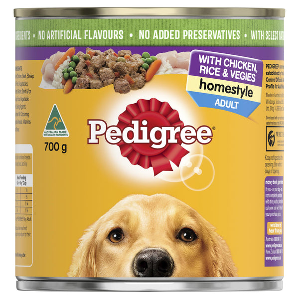 Pedigree Dog Adult Wet Food Home Style Chicken Rice & Veg 700g x 12