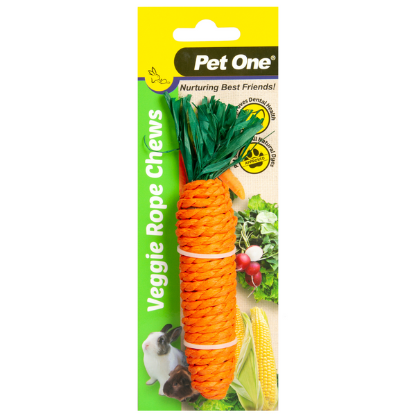Pet One Small Animal Veggie Rope Chew Carrot Medium