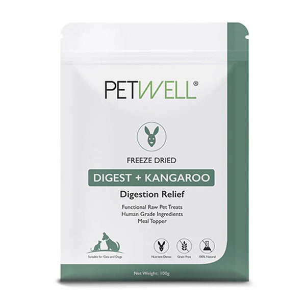 PetWell Digest + Kangaroo Dog and Cat Functional Treats 100g