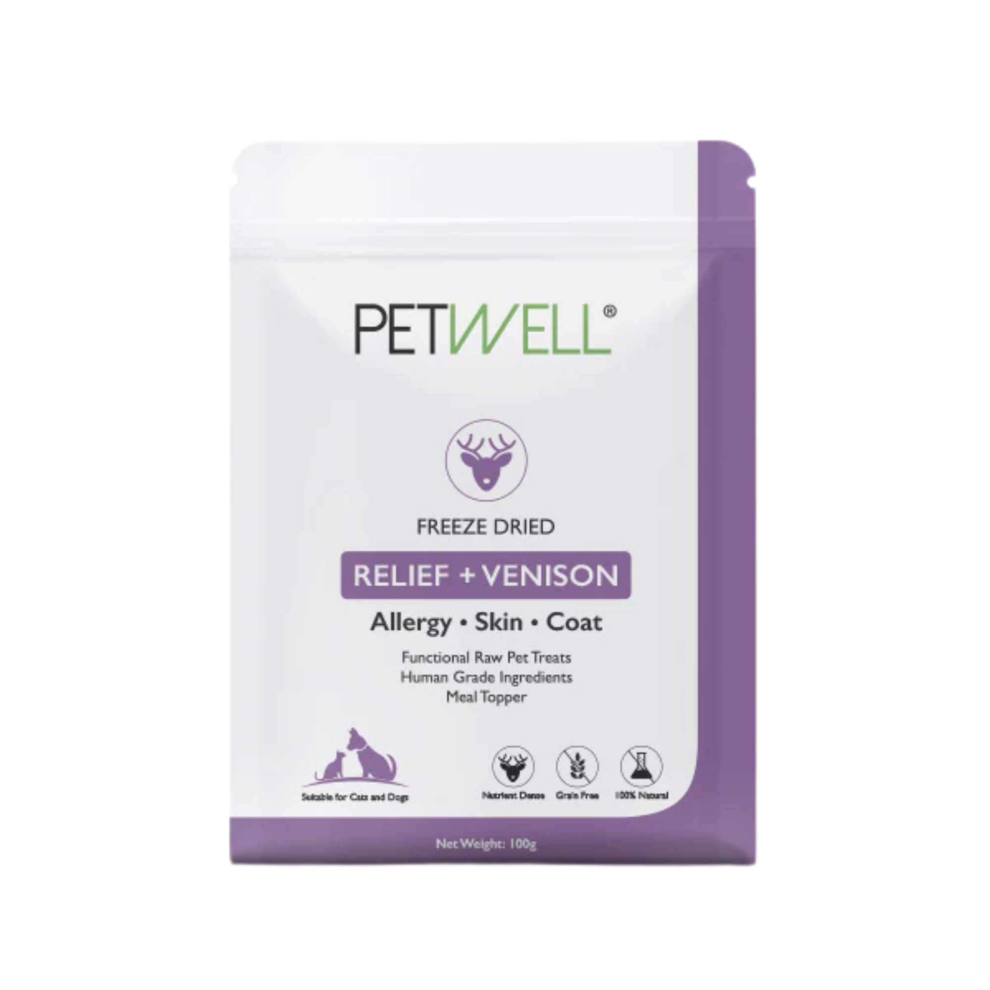 PetWell RELIEF + VENISON Dog and Cat Functional Treats 100g