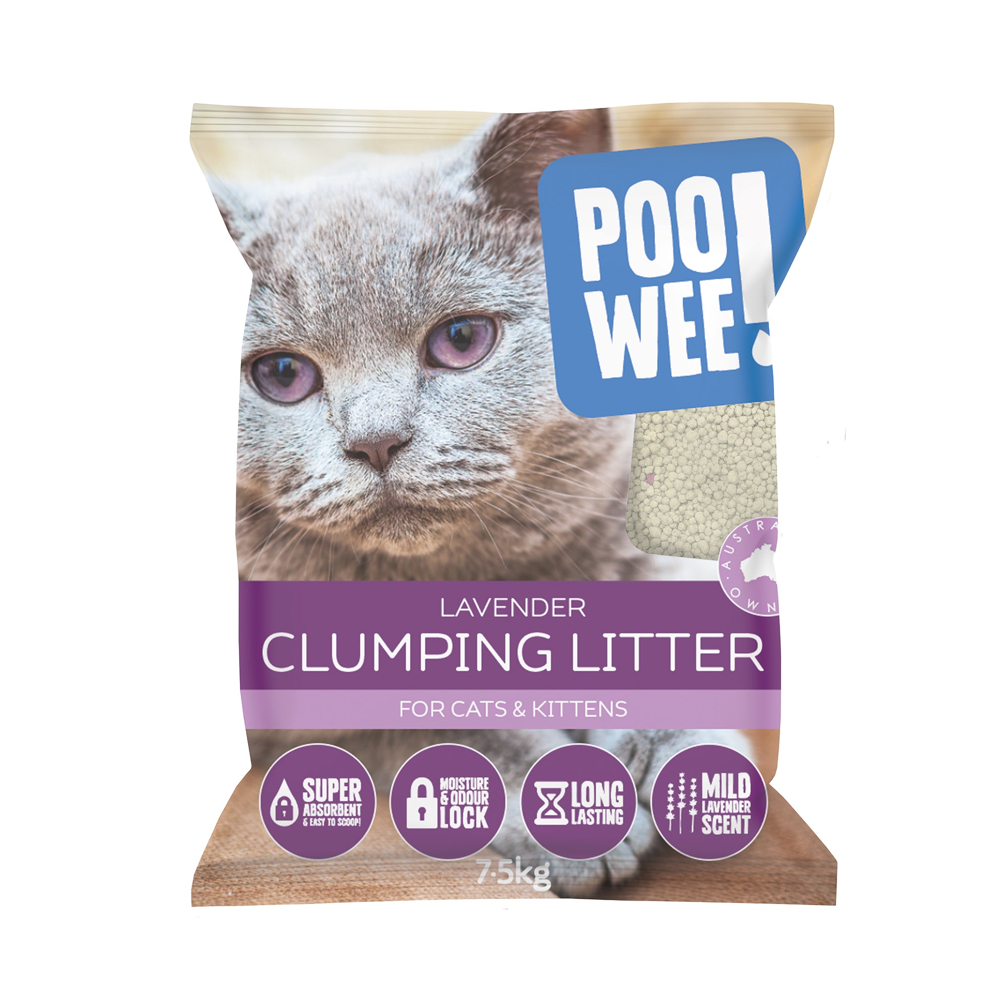 Poowee! Clumping Lavender Cat Litter 7.5Kg