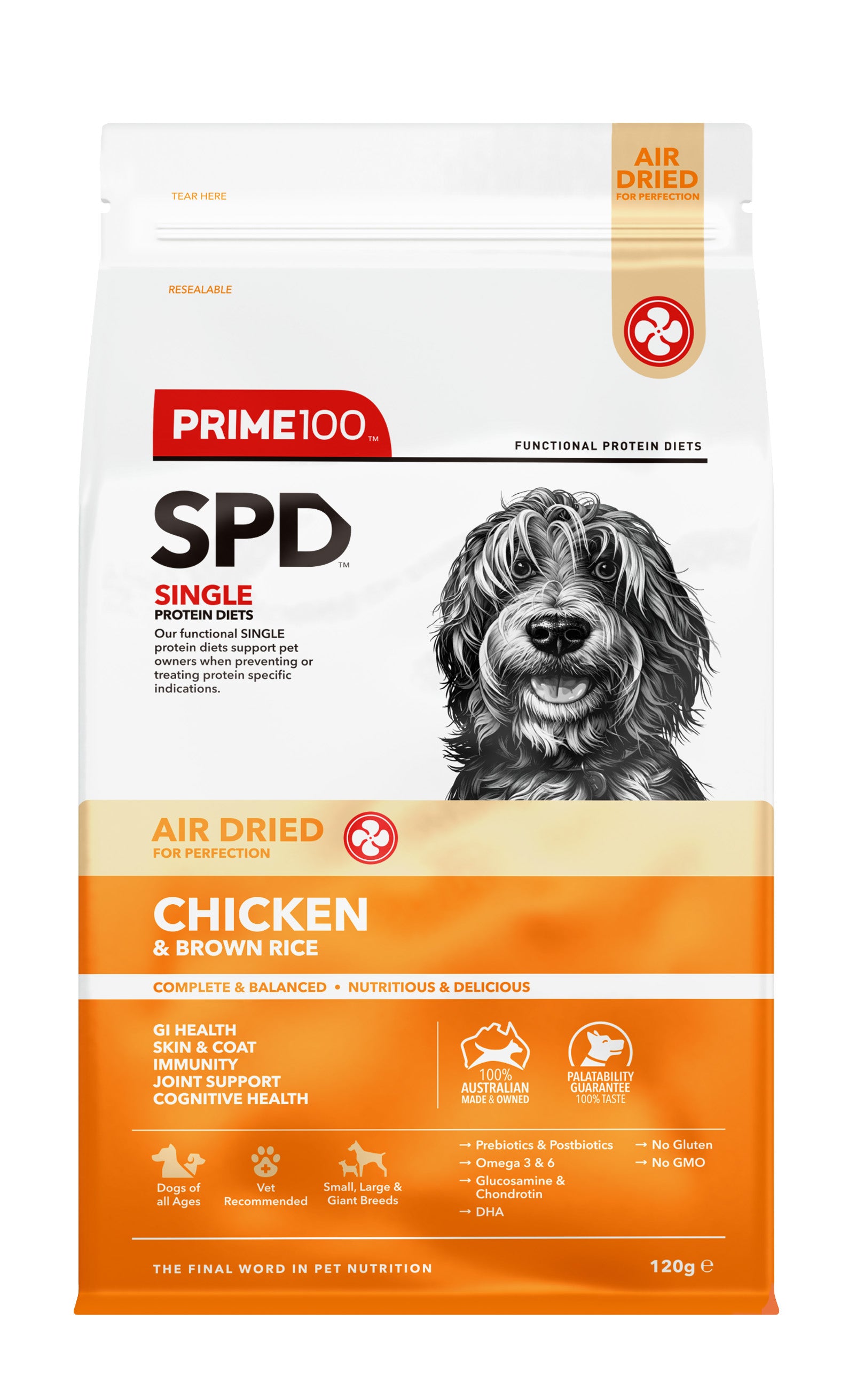 Prime100 Air Dried Dog Food Chicken & Brown Rice