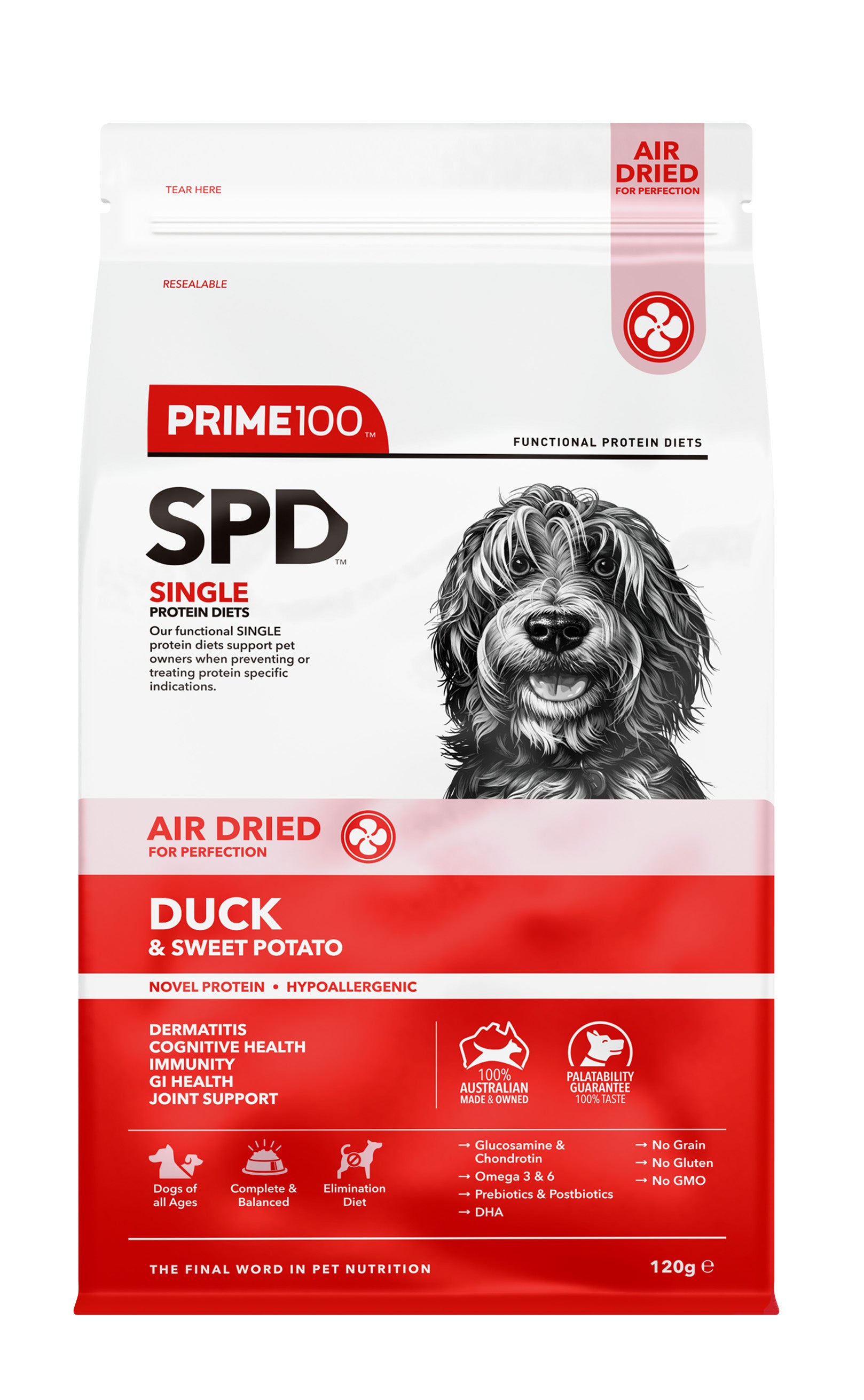 Prime100 Air Dried Dog Food Duck & Sweet Potato