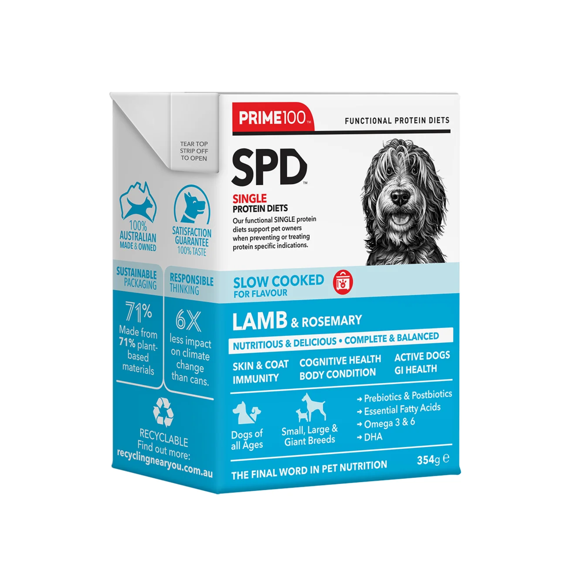 Prime100 SPD Dog Wet Food Slow Cooked Lamb & Rosemary 354g