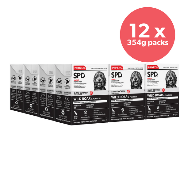 Prime100 SPD Dog Wet Food Slow Cooked Wild Boar & Pumpkin 354g x 12