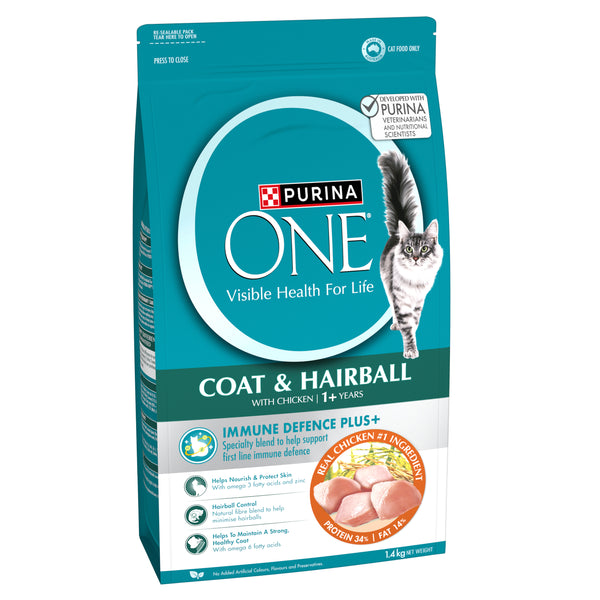 Purina ONE Coat And Hairball With Chicken Adult Dry Cat Food 1.4kg