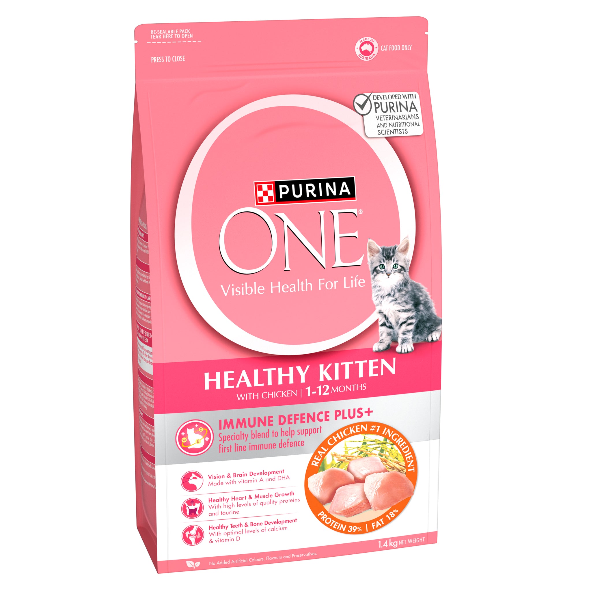 Purina ONE Healthy Kitten With Chicken Dry Cat Food 1.4kg