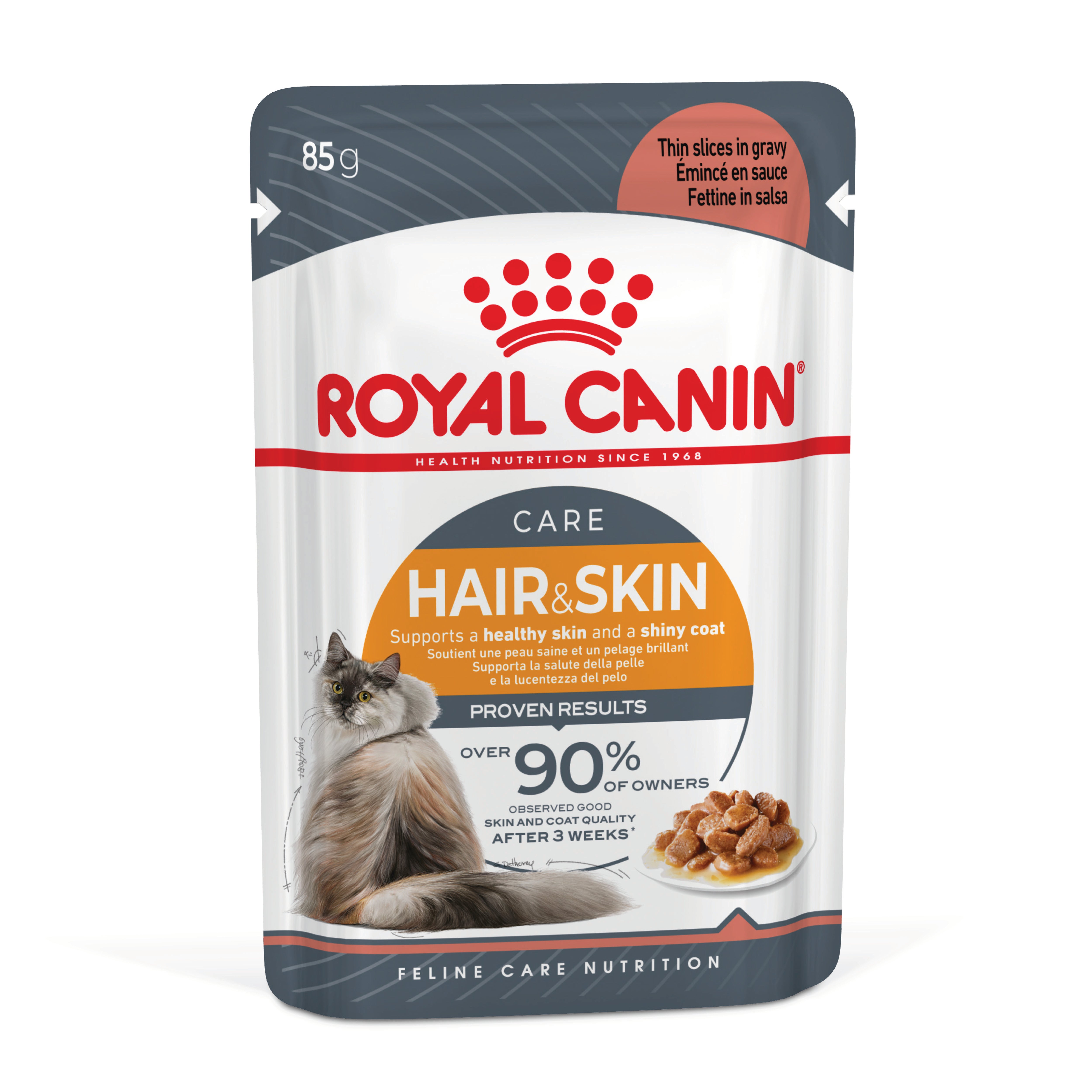 Royal Canin Hair Skin Gravy Adult Wet Cat Food Pouches 85g x 12