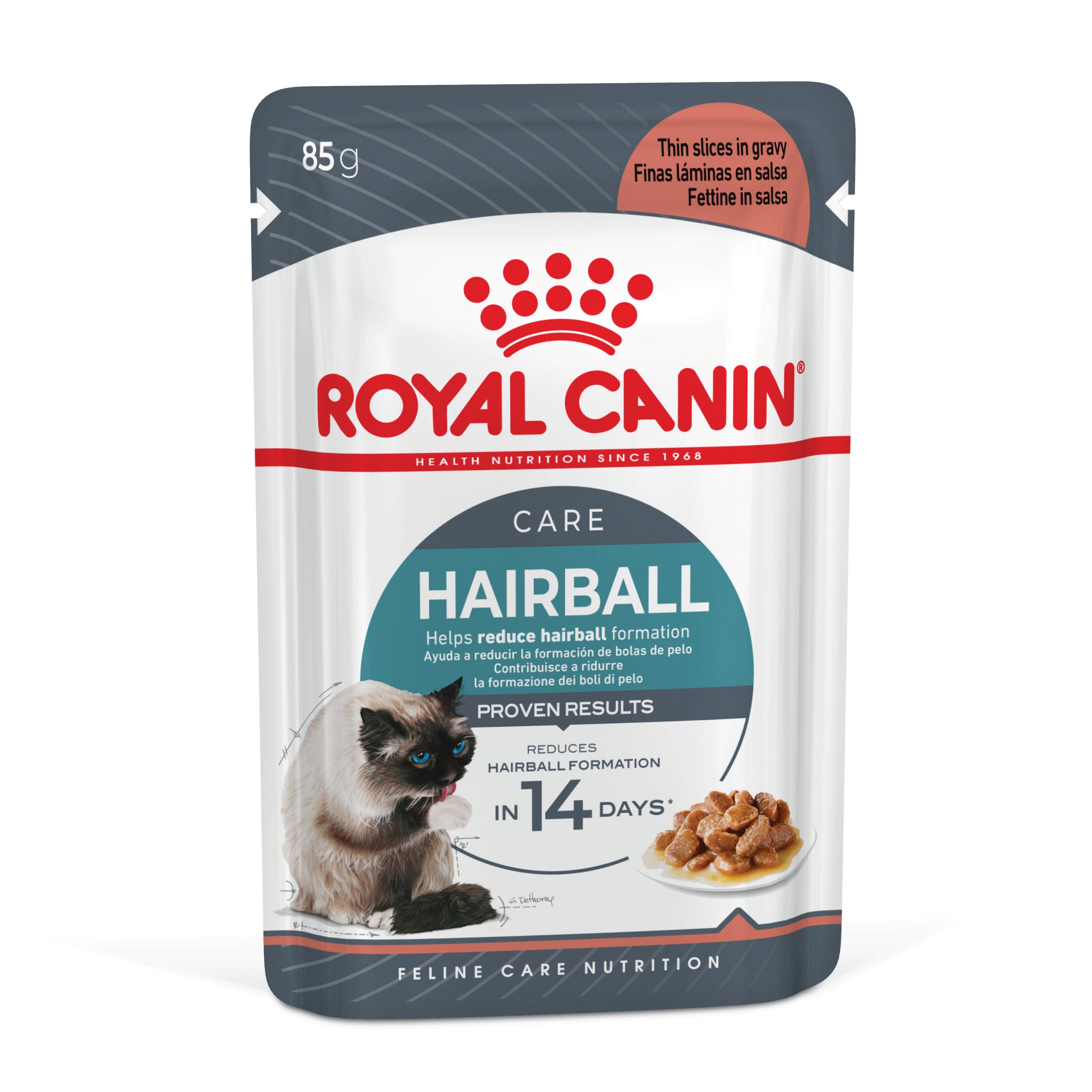 Royal Canin Hairball Care With Gravy Adult Wet Cat Food Pouches 85g x 12