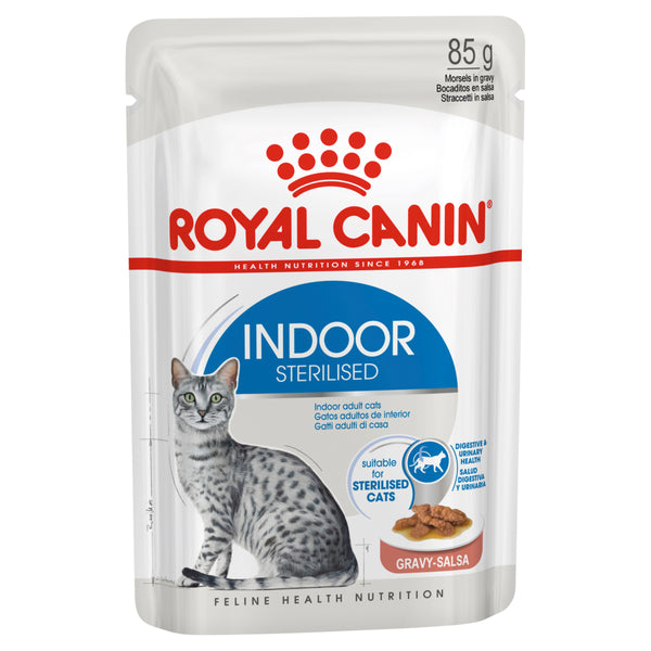 Royal Canin Indoor With Gravy Adult Wet Cat Food Pouches 85g x 12