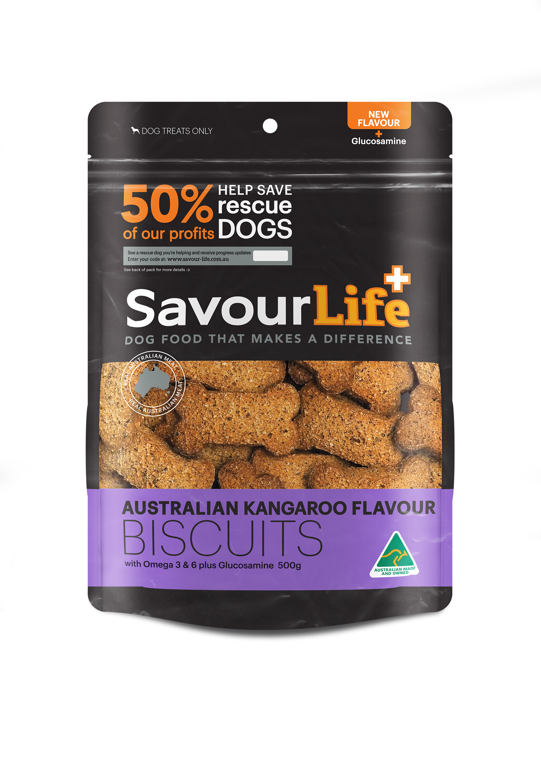 SavourLife Dog Treat Australian Kangaroo Flavour Biscuits 500g