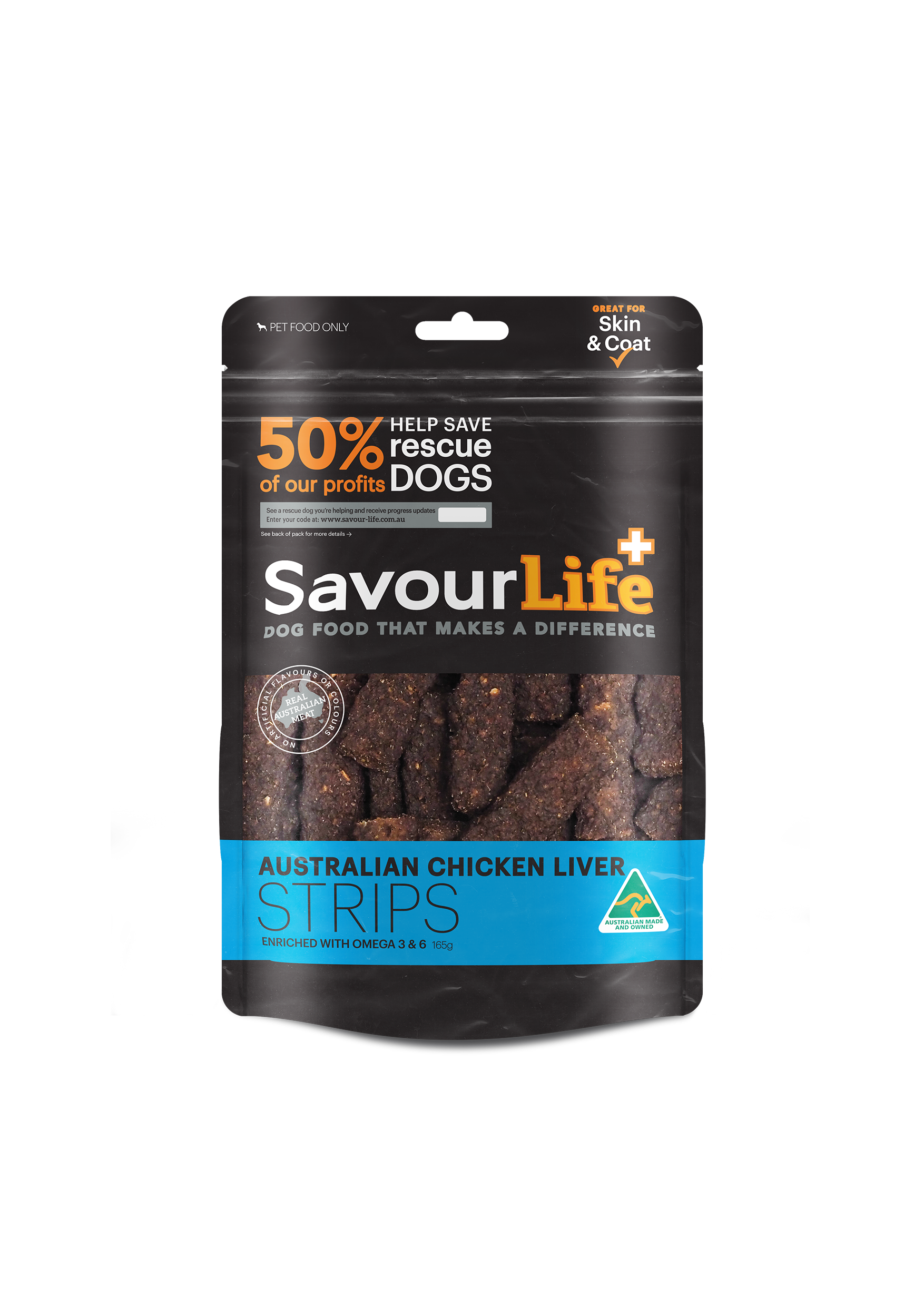 SavourLife Dog Treat Australian Liver Strips 165g