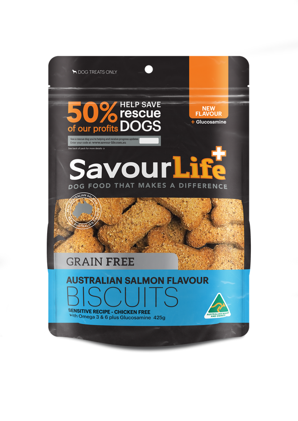 SavourLife Dog Treat Australian Salmon Flavour Grain Free Biscuits 425g