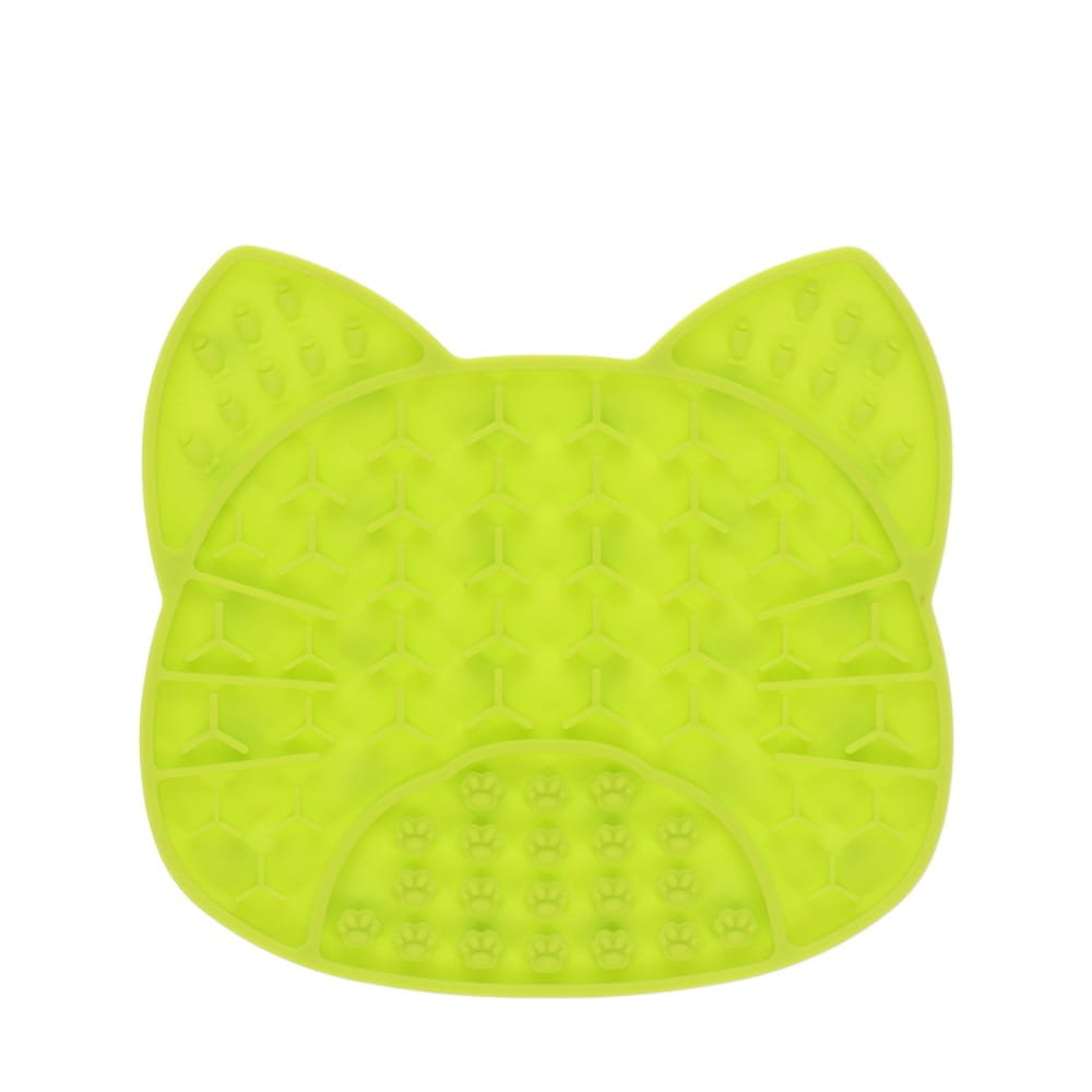 Scream Lick Enrichment Cat Face Non Slip Cat Mat Green