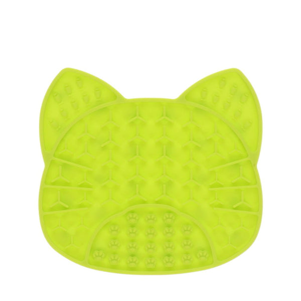Scream Lick Enrichment Cat Face Non Slip Cat Mat Green