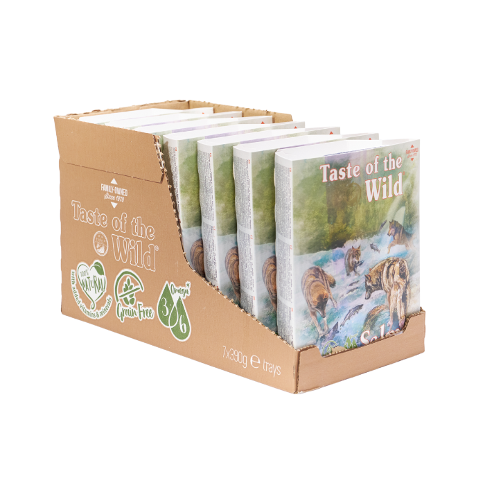 Taste of the Wild Salmon and Herring with Fruit and Vegetables Wet Dog Food Tray 390g x 7