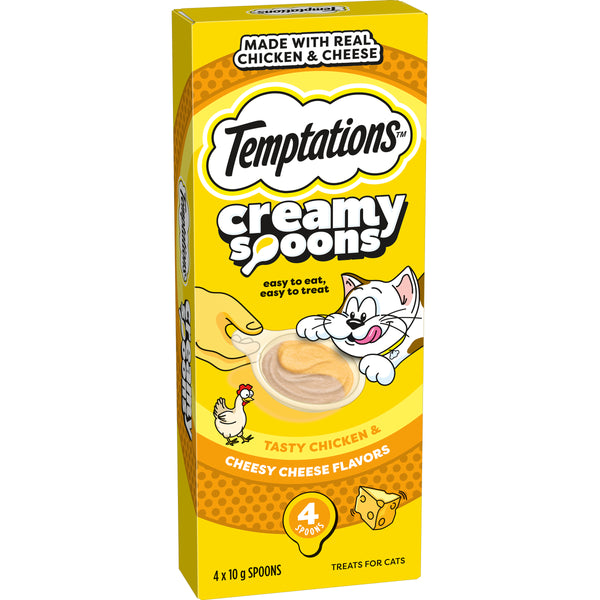 Temptations Creamy Spoons Tasty Chicken & Cheesy Cheese Flavour Cat Treats 10g x 4