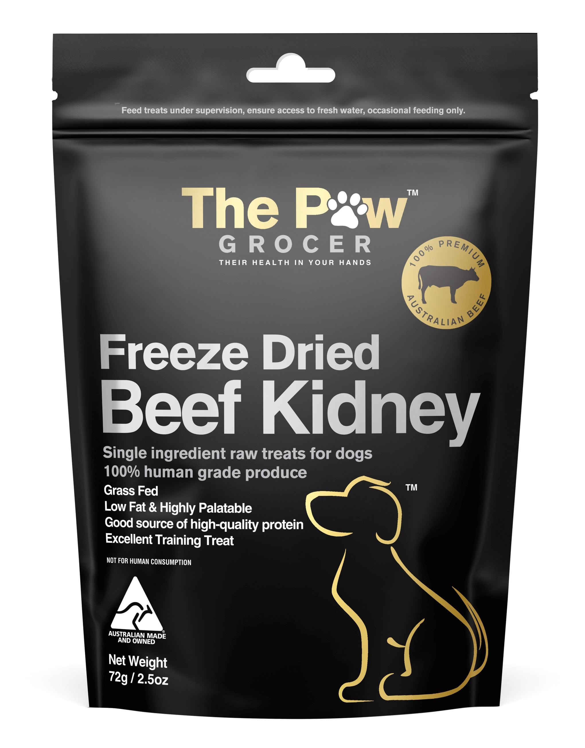 The Paw Grocer Black Label Dog and Cat Treat Beef Kidney 72g