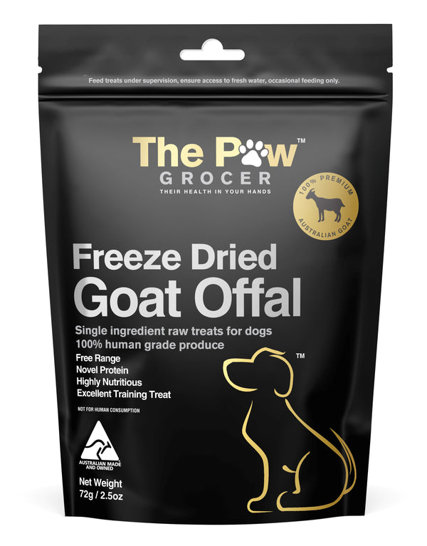 The Paw Grocer Black Label Dog and Cat Treat Goat Offal 72g