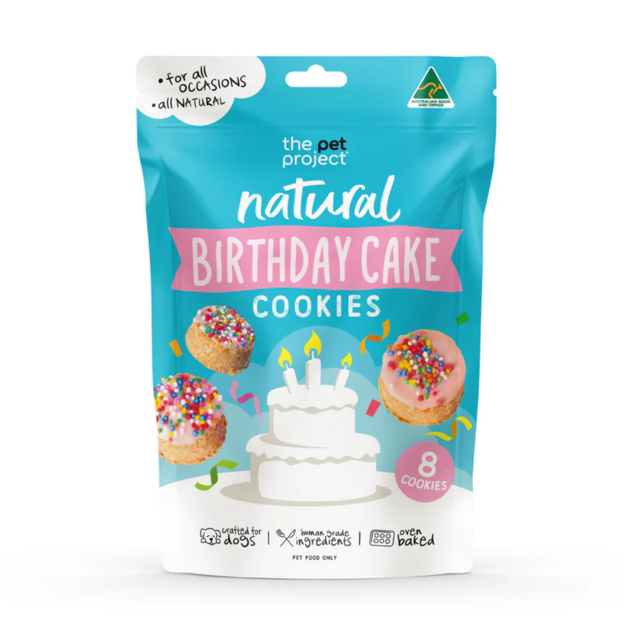 The Pet Project Dog Treat Birthday Cake Cookies 8 Pack