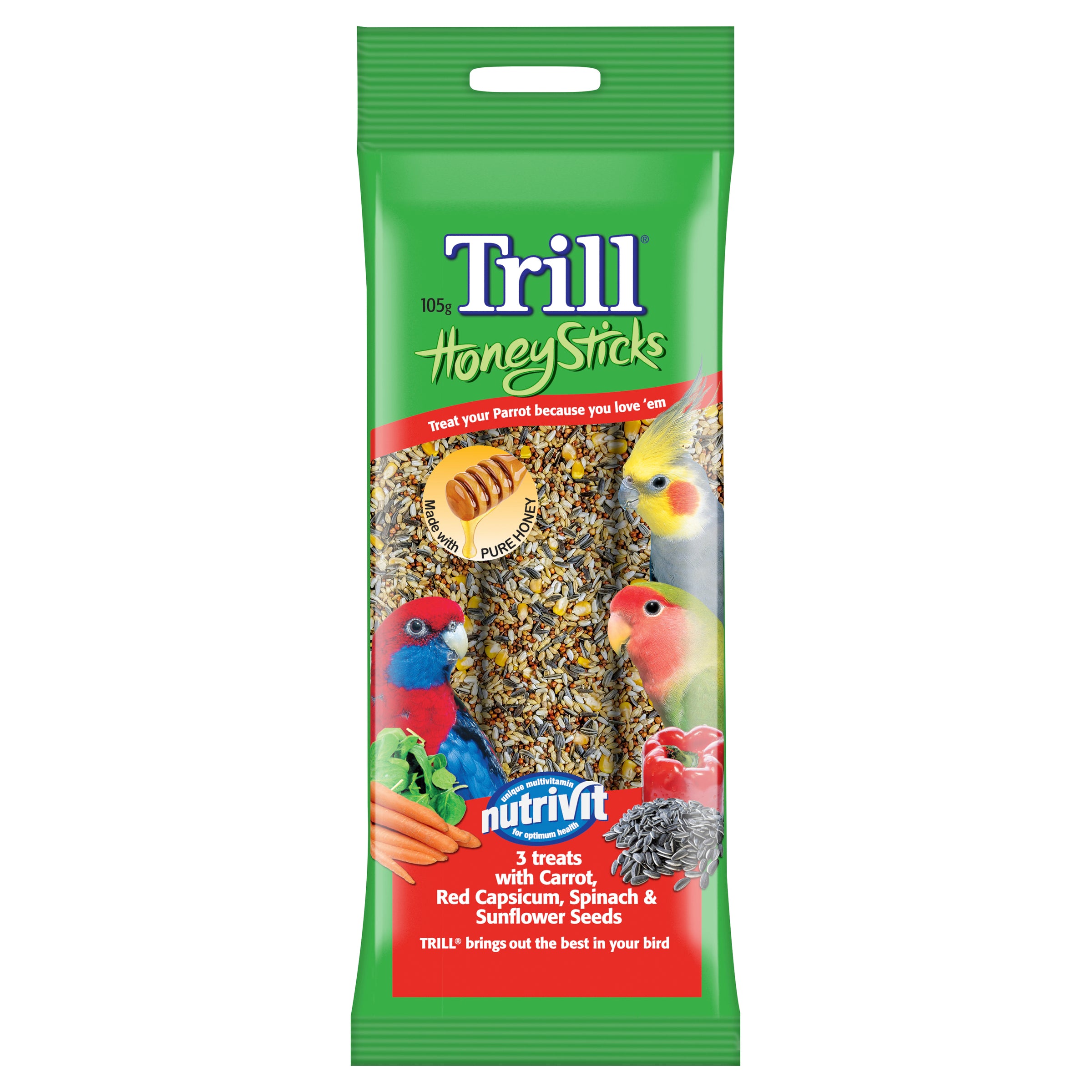 Trill Honey Sticks for Parrots 105g