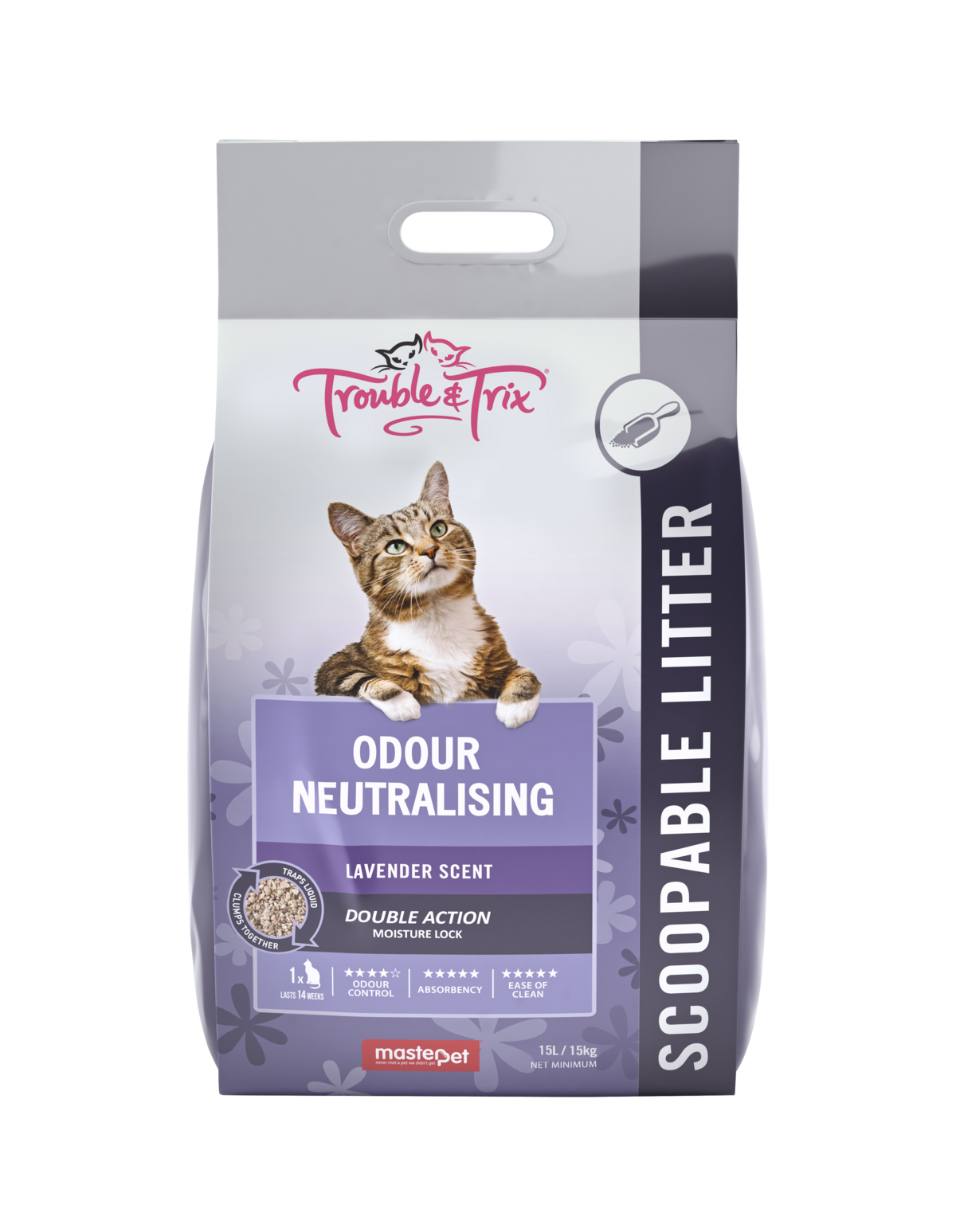 Trouble and Trix Odour Neutralising Lavender Clumping Cat Litter 15L