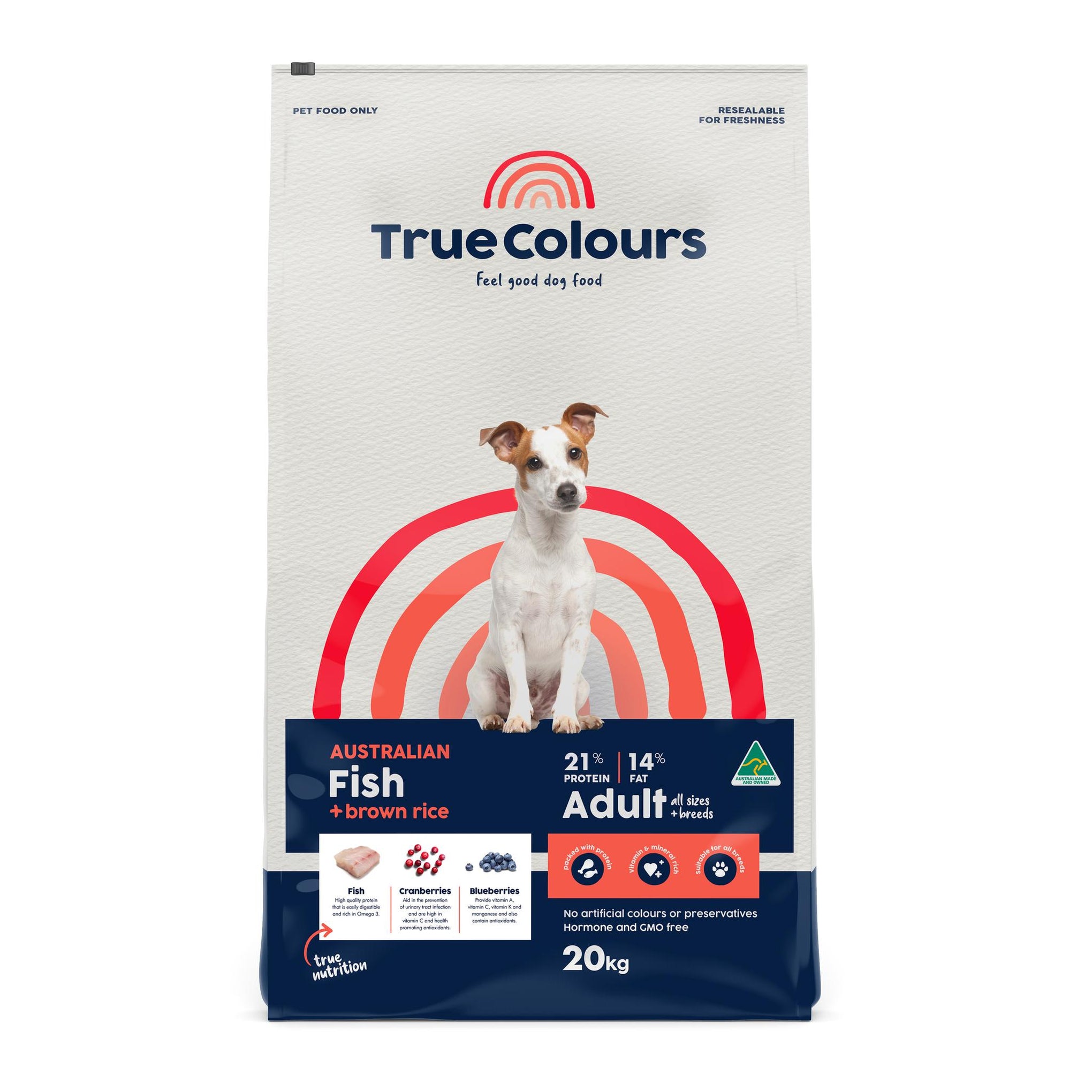 True Colours Adult Fish & Brown Rice Dry Dog Food