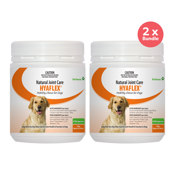 Vetnex Hyaflex Mobility Chews for Dogs 60 Chews 300g x 2