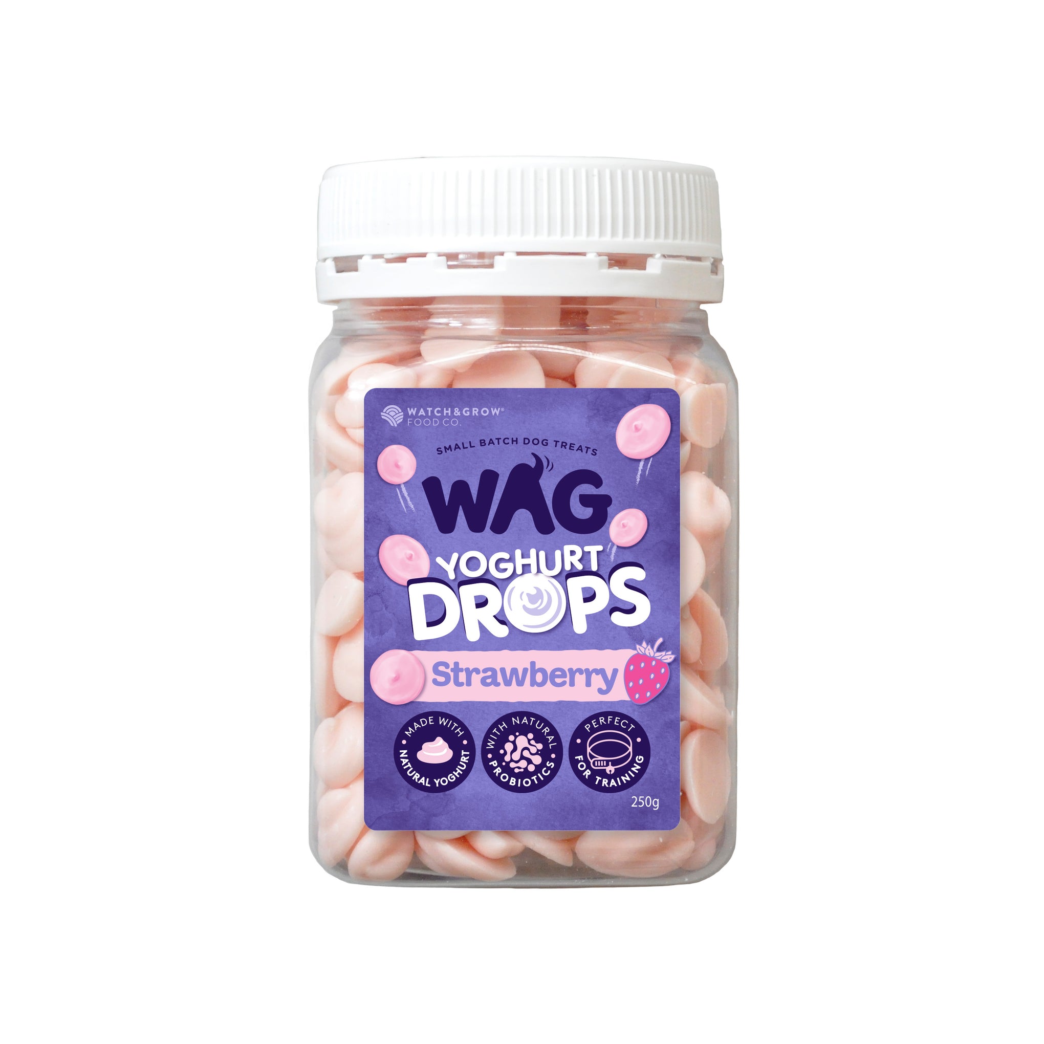 WAG Dog Treat Yoghurt Drops Strawberry 250g