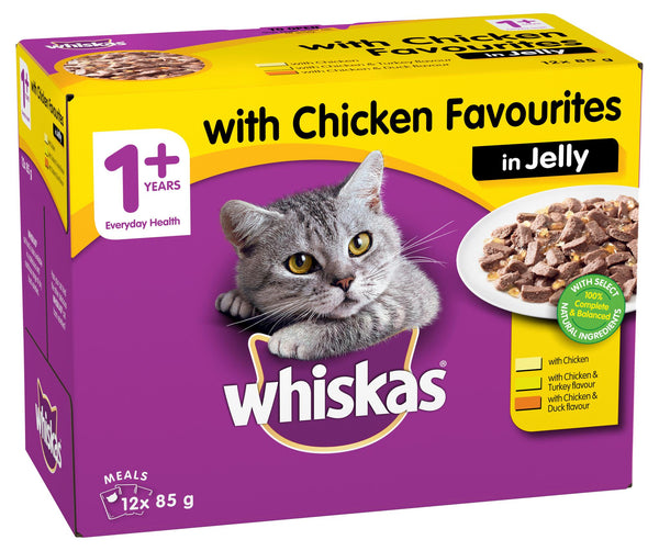 Whiskas Favourites Cat Adult 1+yrs Chicken Chunks In Jelly 85g x 12