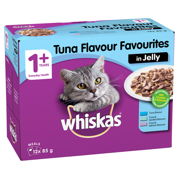 Whiskas Favourites Cat Adult 1+yrs Tuna Chunks In Jelly 85g x 12
