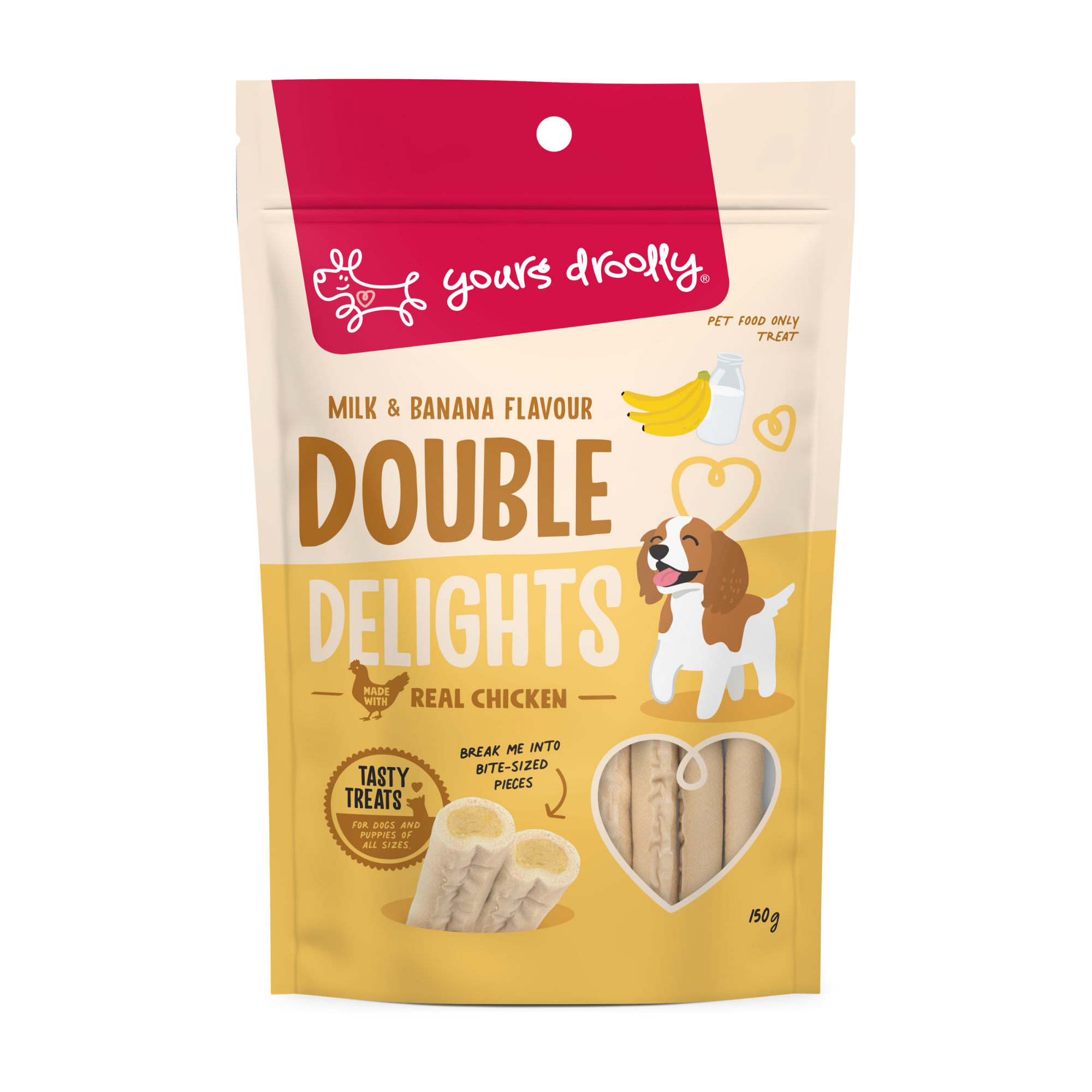 Yours Droolly Double Delights Milk & Banana Dog Treat 150g