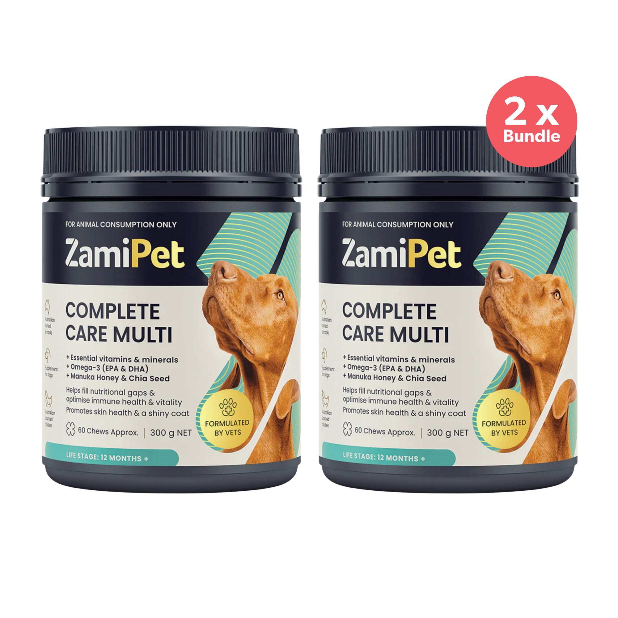 ZamiPet Complete Care Multi Chews for Dogs 300g 60 Pack x 2