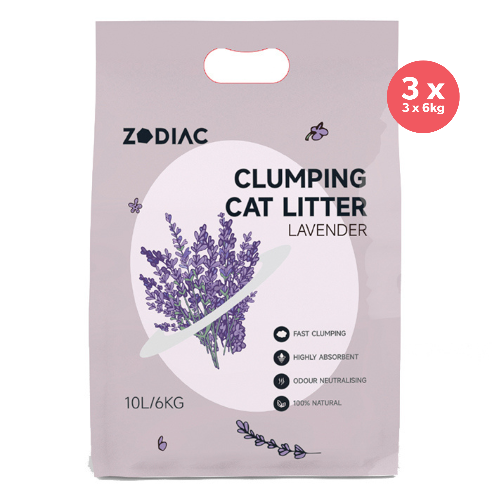 ZODIAC Clumping Cat Litter Lavender 6kg