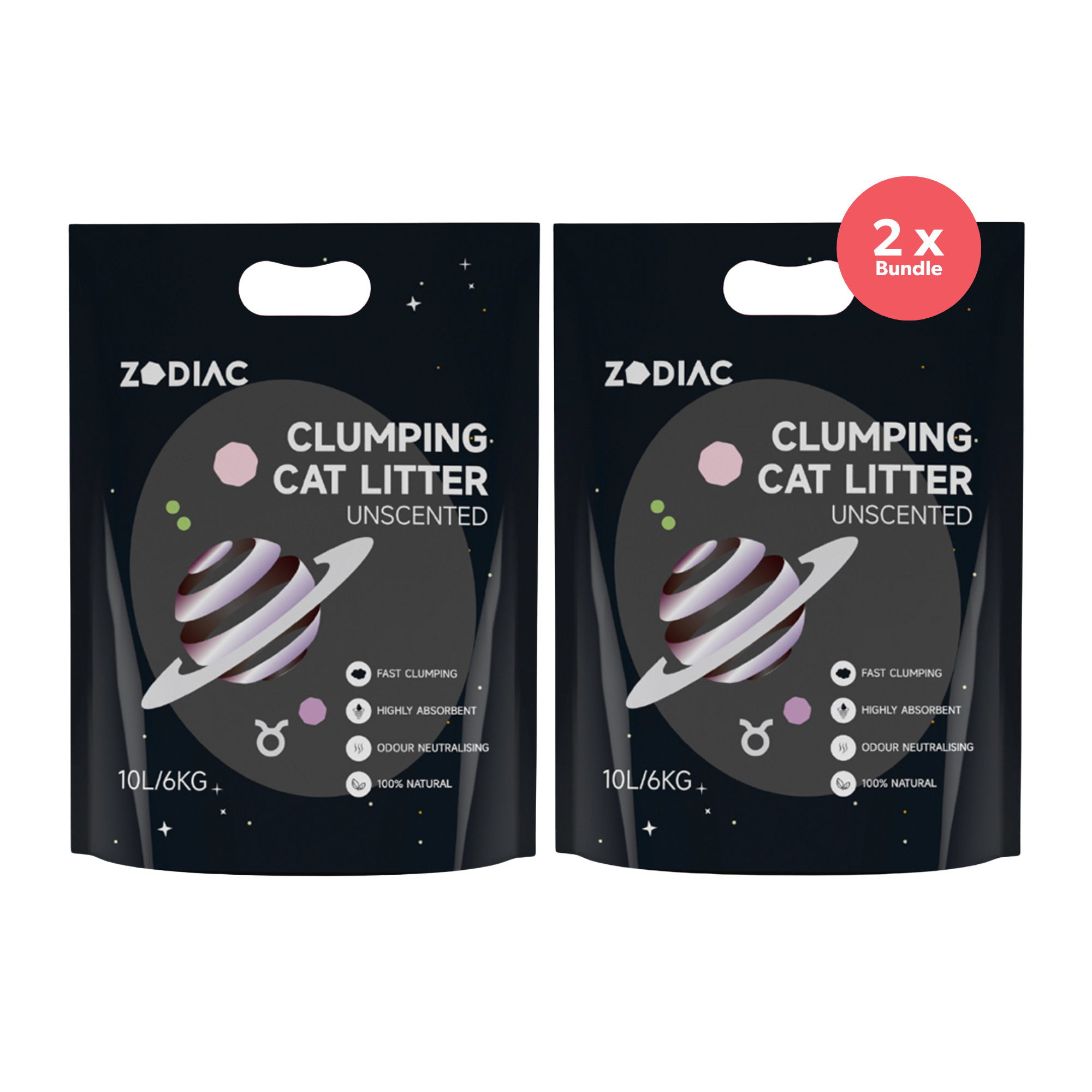 ZODIAC Clumping Cat Litter Unscented 6kg x 2