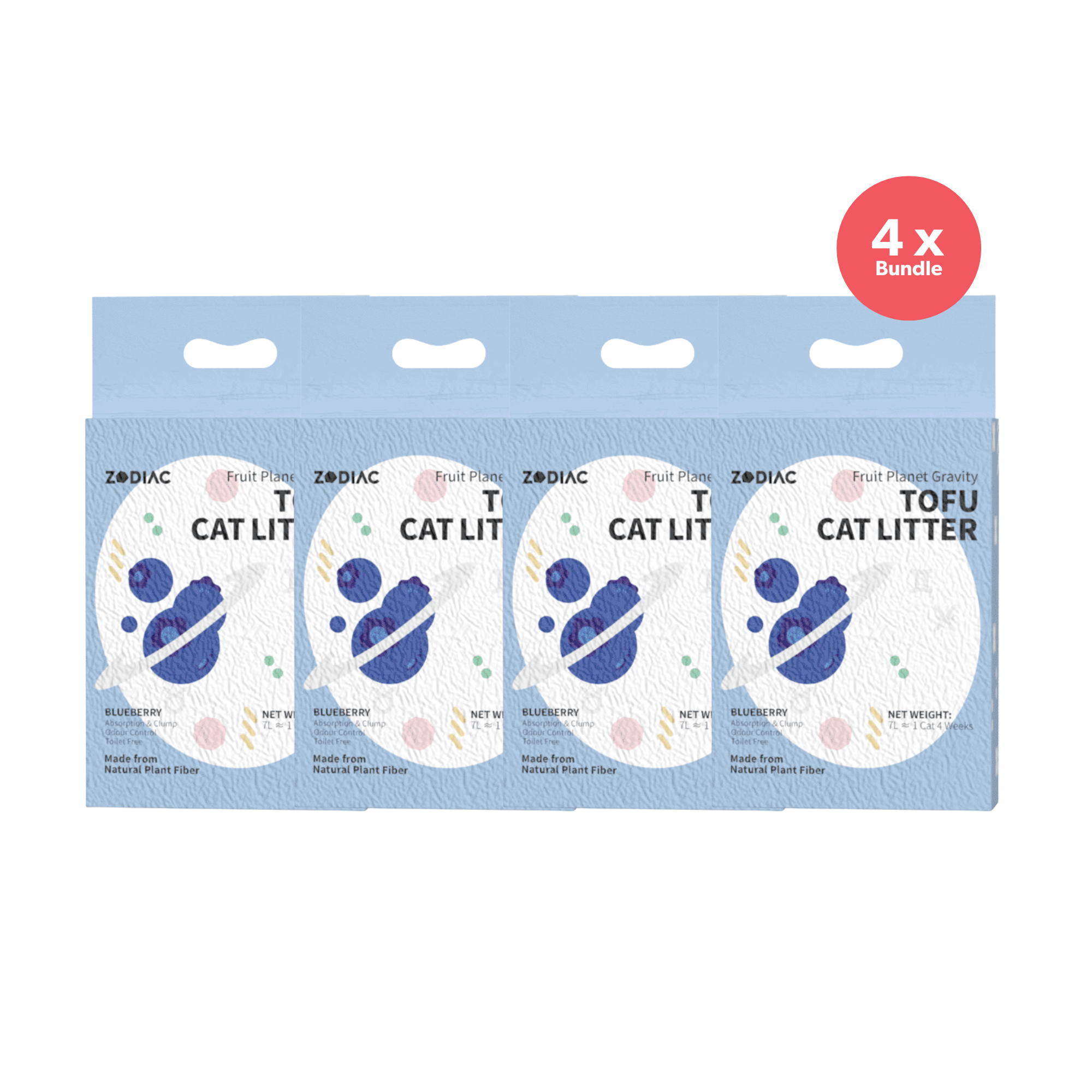 ZODIAC Fruity Tofu Blueberry Cat Litter 2.5kg x 4