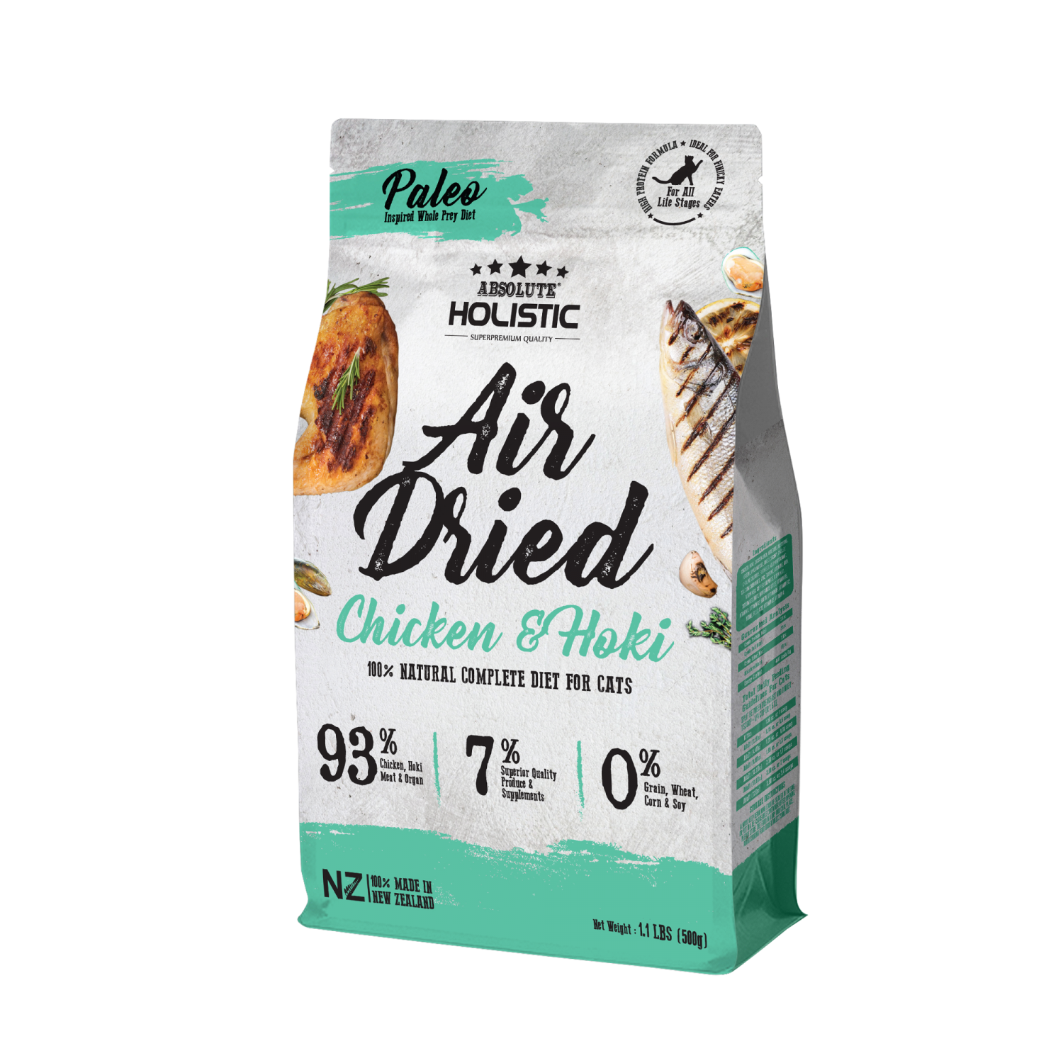 Absolute Holistic Air Dried Cat Food Chicken & Hoki 500g