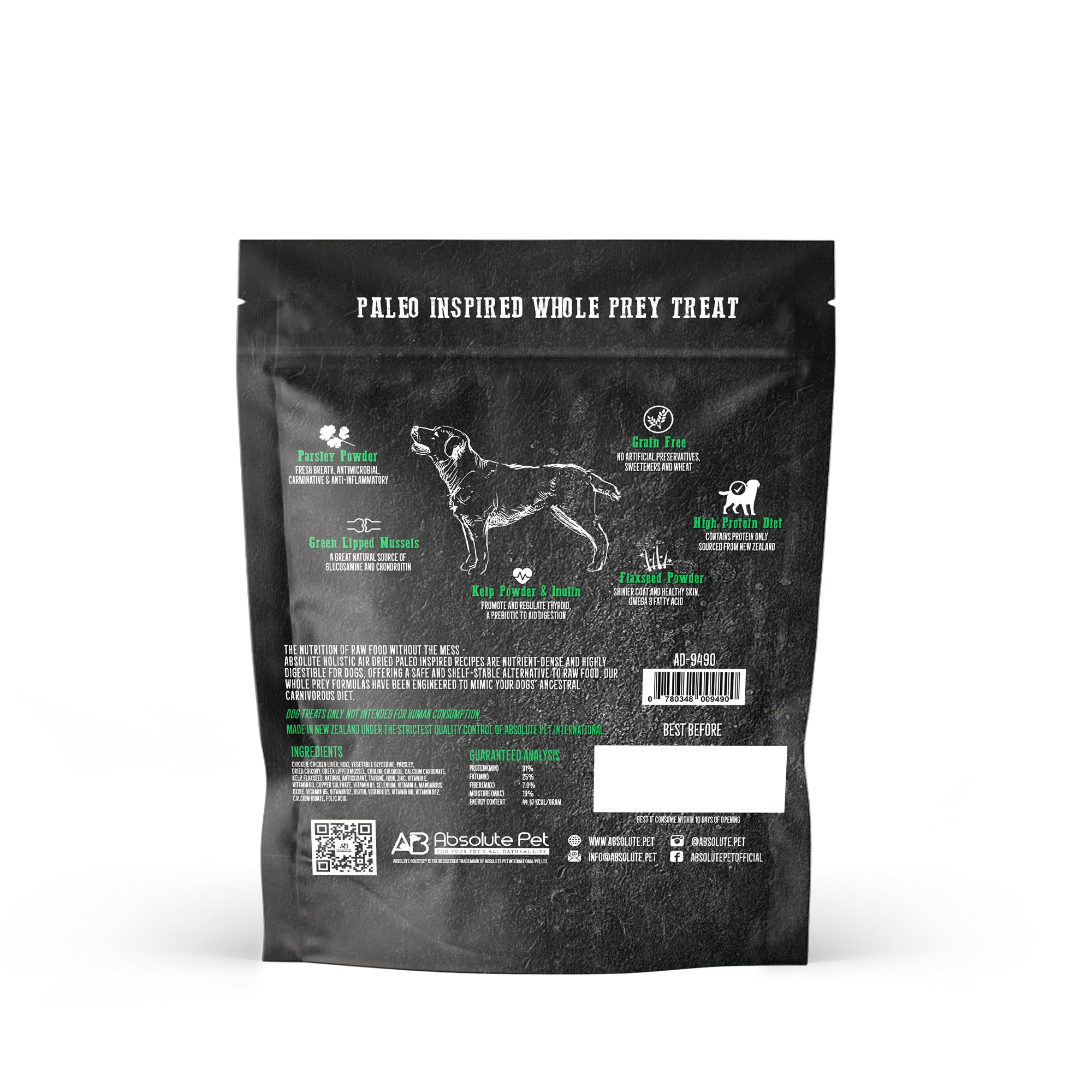 Absolute Holistic Air Dried Dog Treats Chicken & Hoki 200g