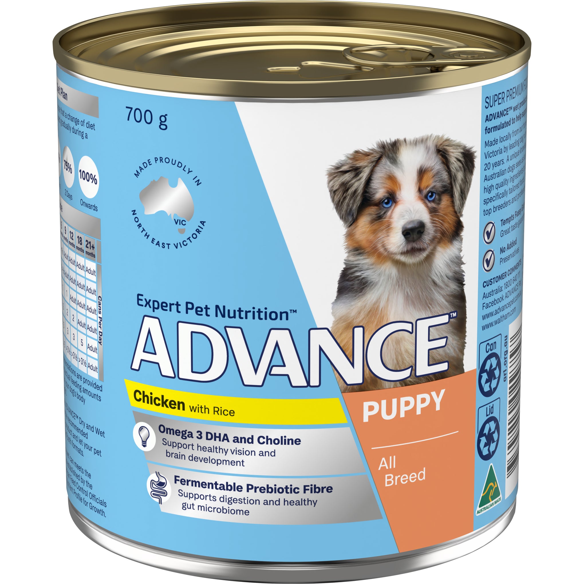 Advance Chicken and Rice All Breed Puppy Wet Dog Food Can 700g x 12
