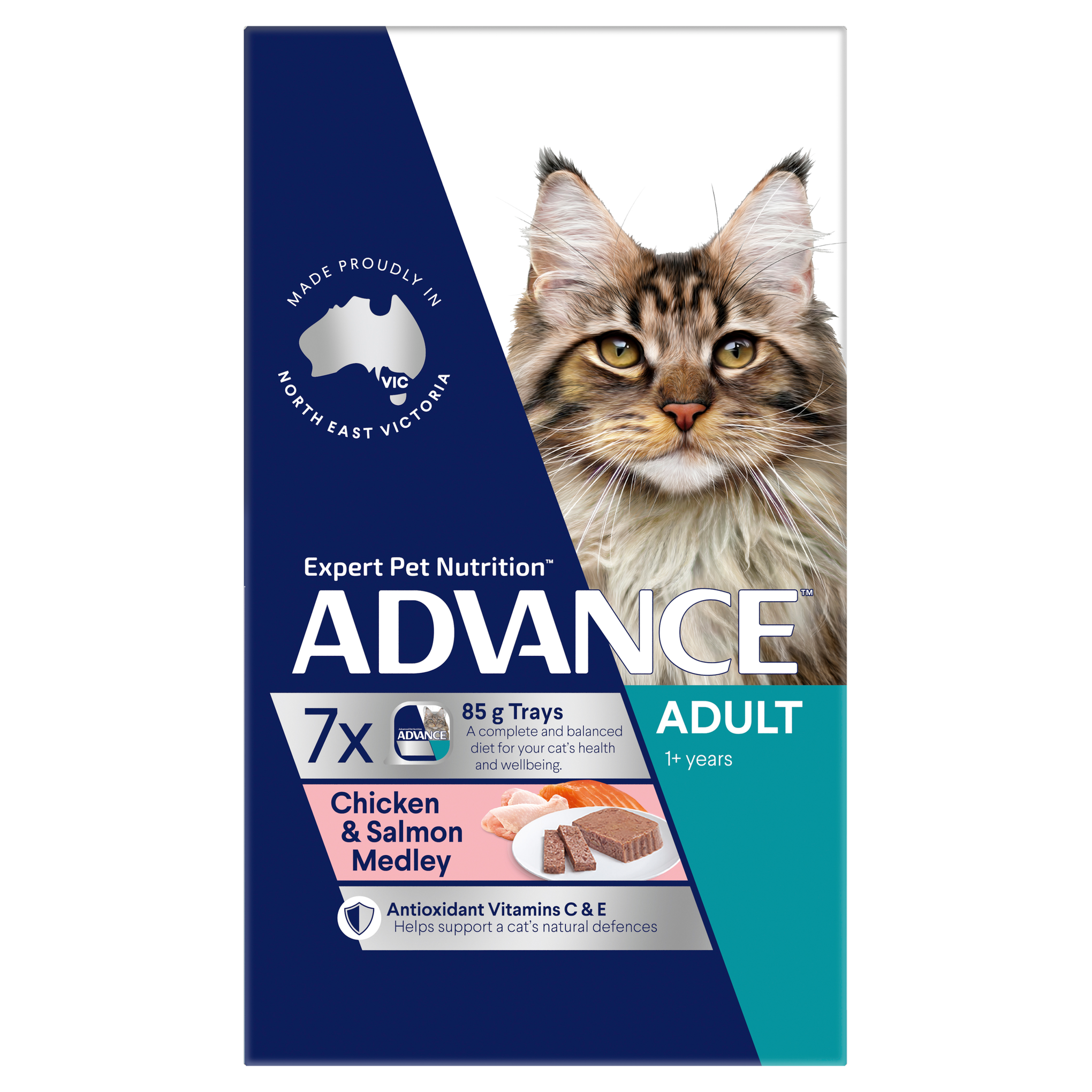 Advance Chicken and Salmon Medley Adult Wet Cat Food Tray 85g x 7