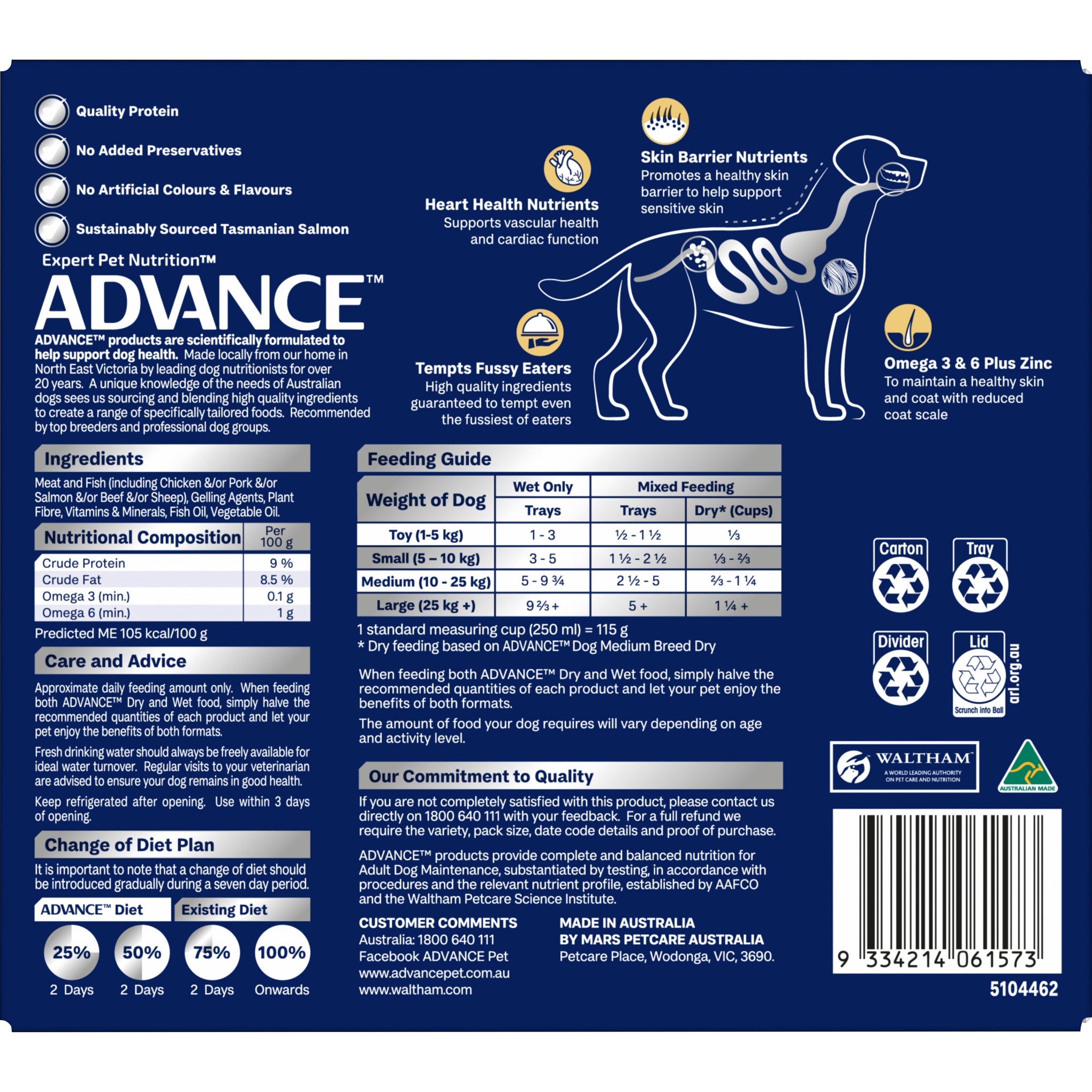 Advance Salmon Oodles Adult Wet Dog Food Trays 100g x 12
