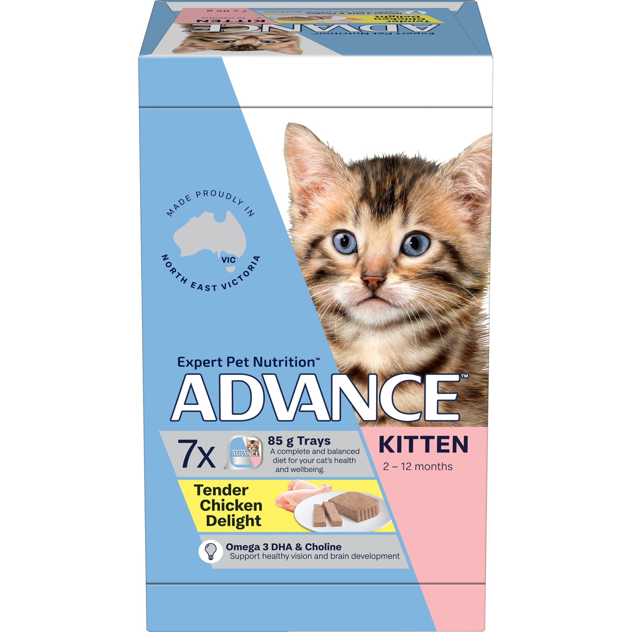 Advance Tender Chicken Delight Kitten Wet Cat Food Trays 85g x 7
