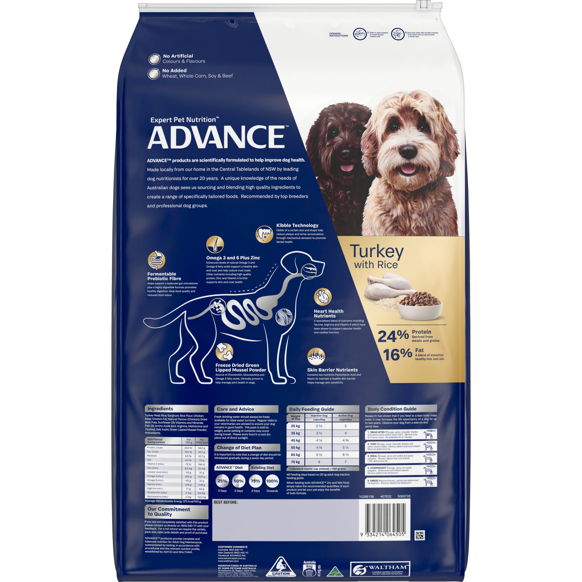 Advance Turkey with Rice Large Oodles Adult Dry Dog Food 13kg