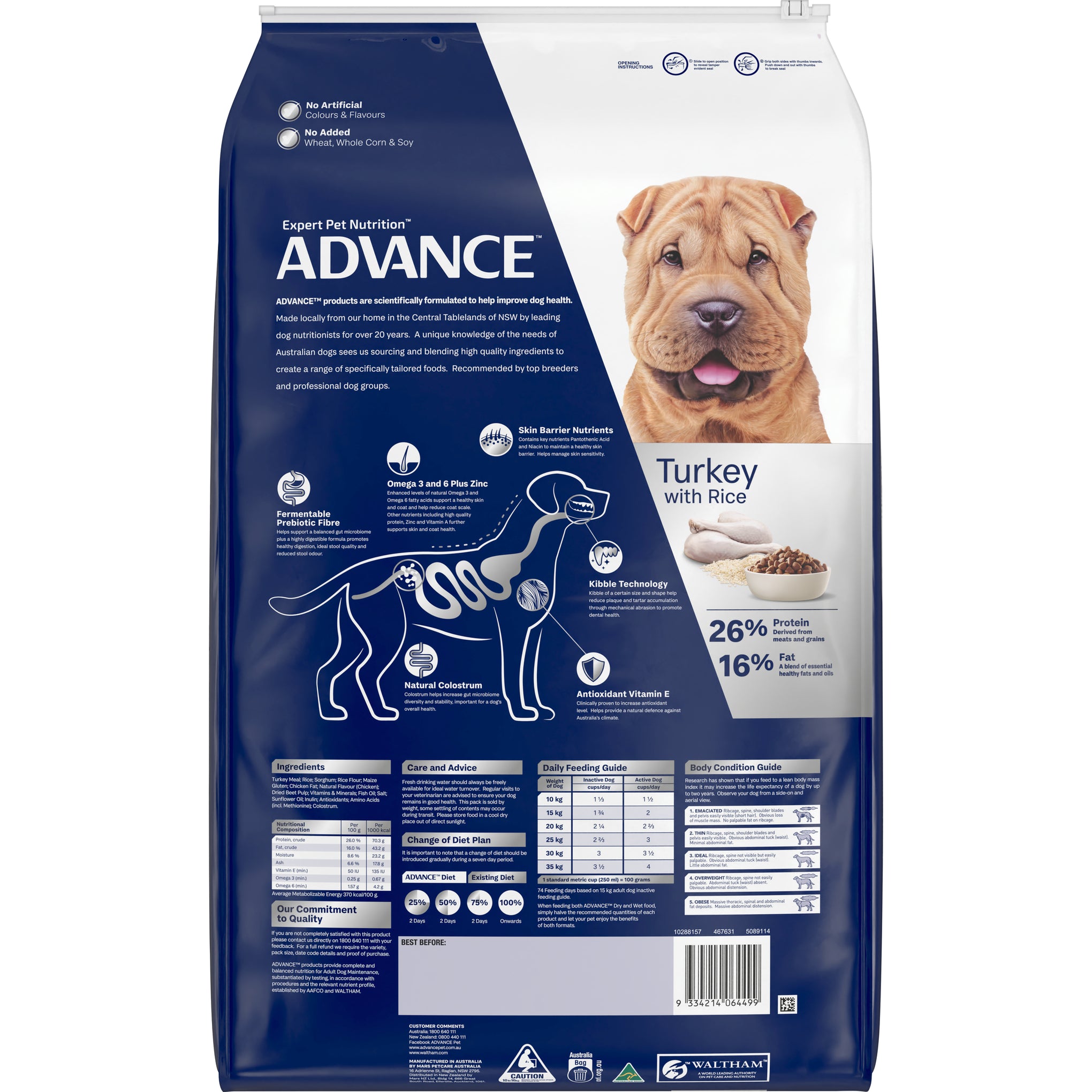 Advance Turkey with Rice Sensitive Skin and Digestion Adult Dry Dog Food 13kg