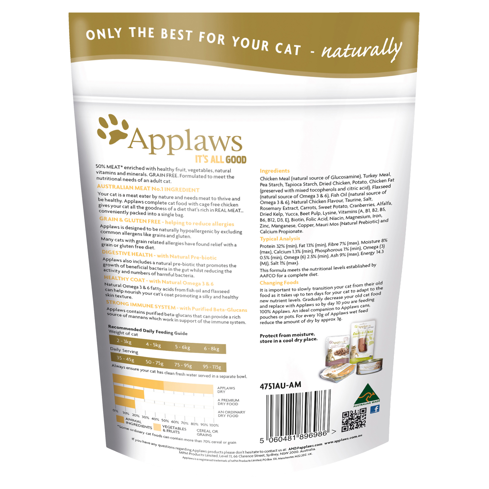 Applaws Natural Dry Cat Food Chicken 450g